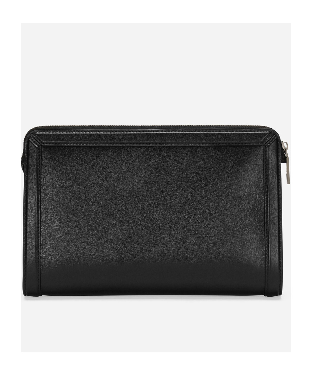 Dolce & Gabbana Black Clutch With Removable Wrist Strap And Logo Plaque On The Front In Black