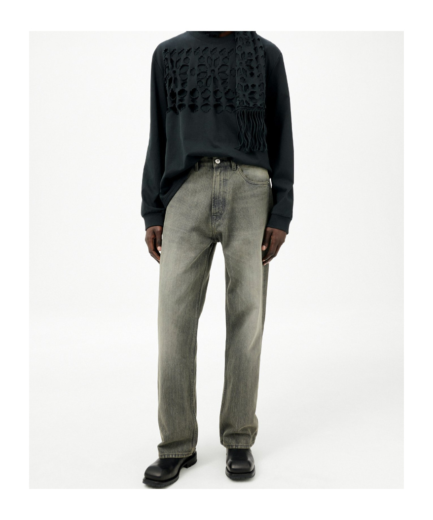 Our Legacy Third Cut Chain Twill Wide Straight Leg Jeans In Multi