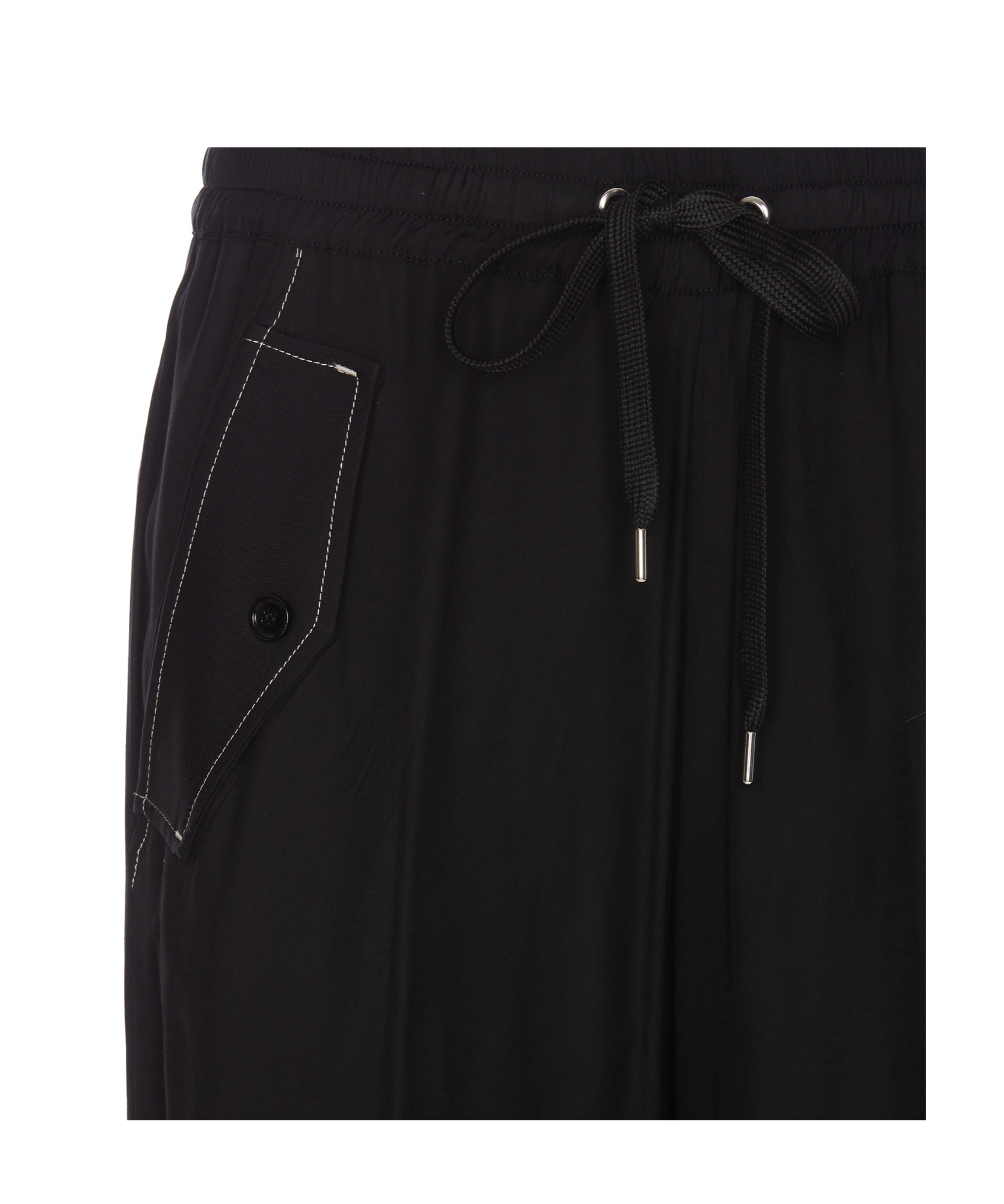 Pinko Wide Twill Trousers In Black