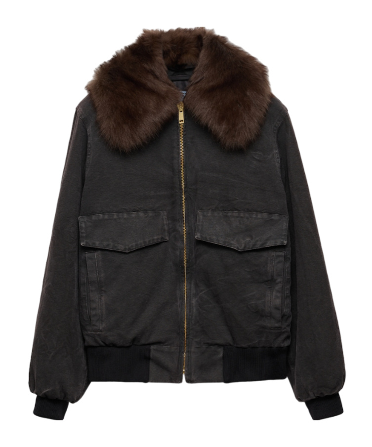 Prada Fur-collar Blouson Jacket In Black