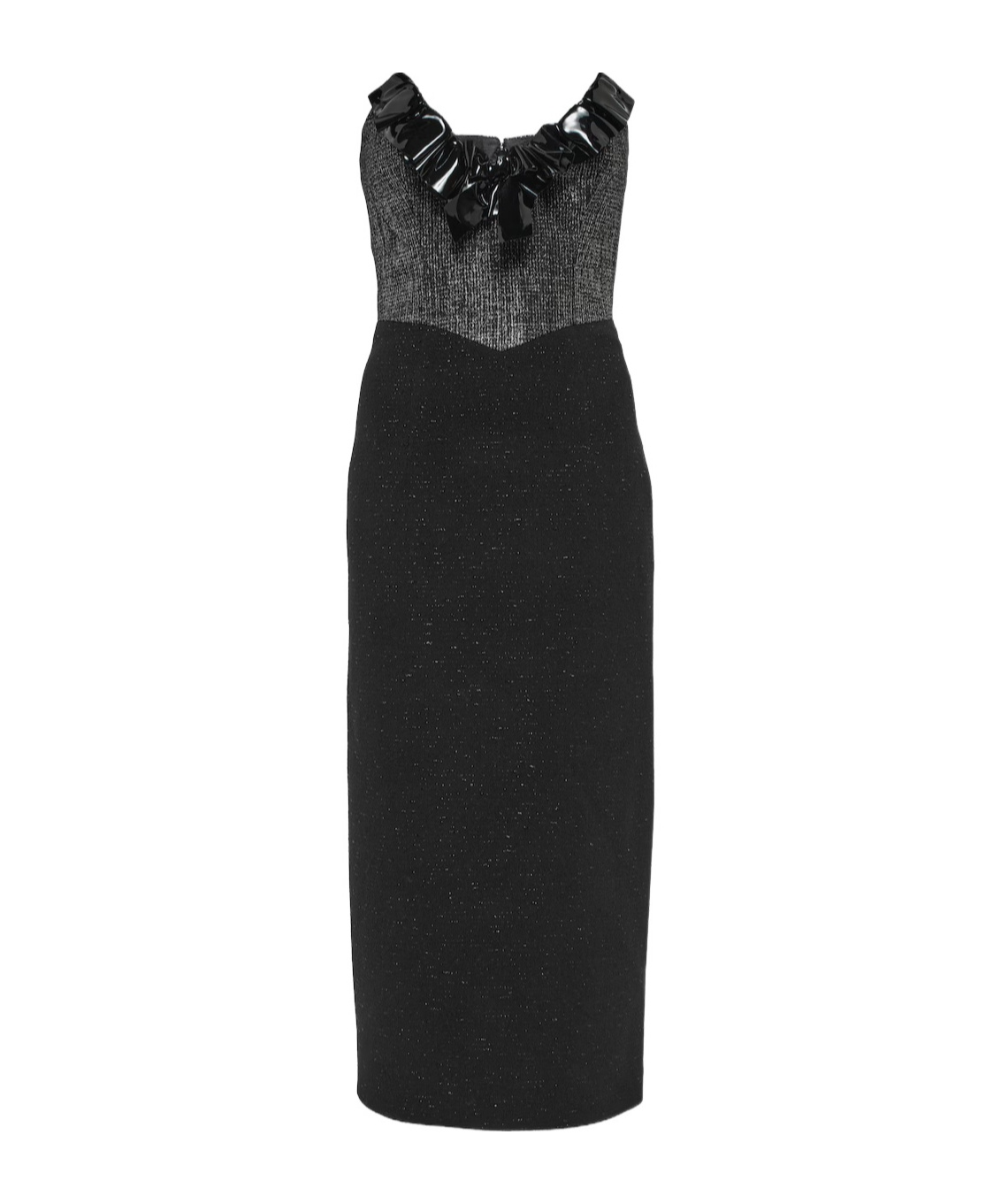 Alessandra Rich Tweed Midi Dress In Black