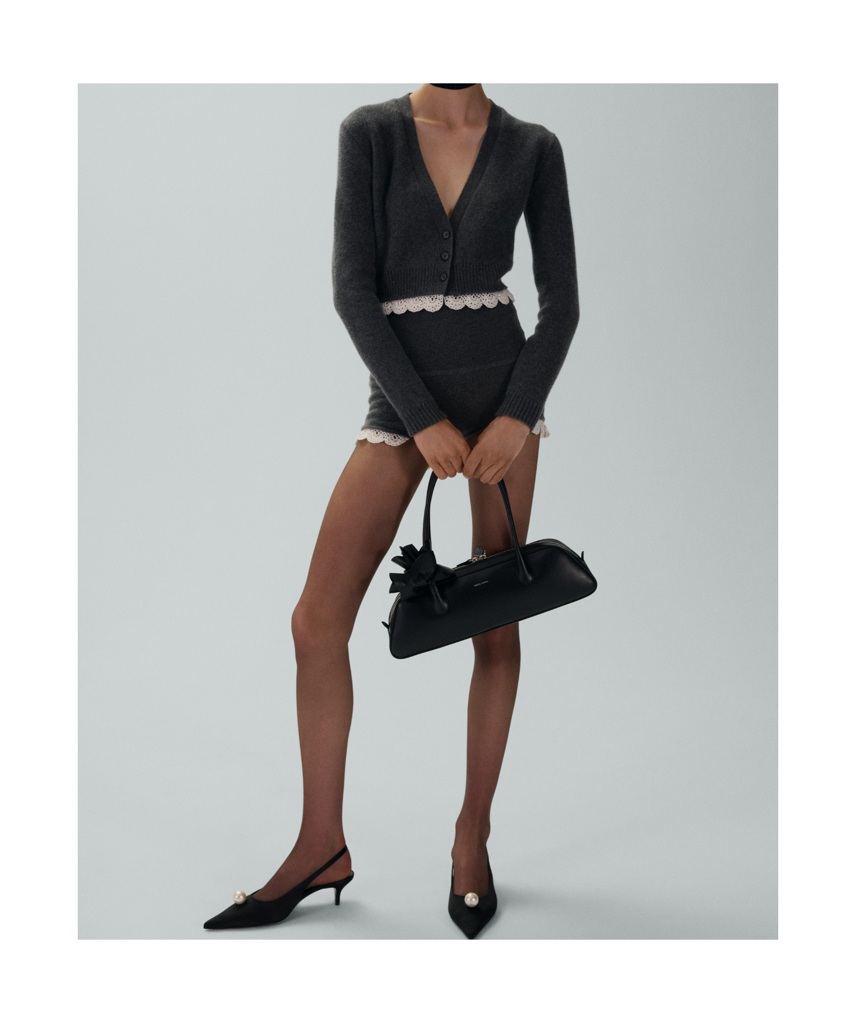 Shop Magda Butrym Lace-trim Cashmere Cardigan In Black