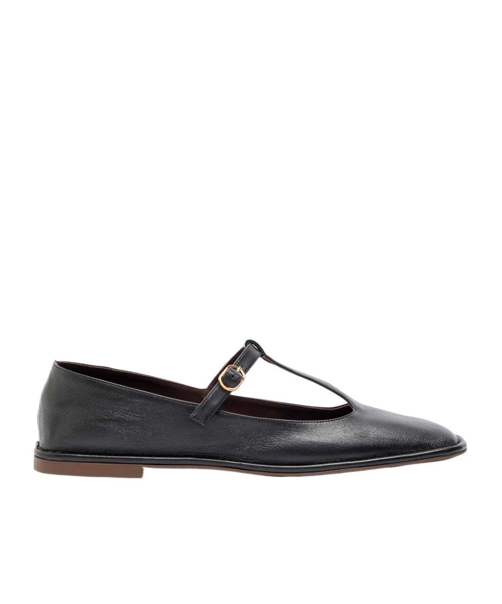 The Row Leather Mary Jane Flats In Black