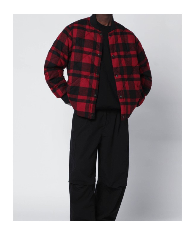 Ralph Lauren Quilted Checked Bomber Jacket With Ribbed Cuffs In Red