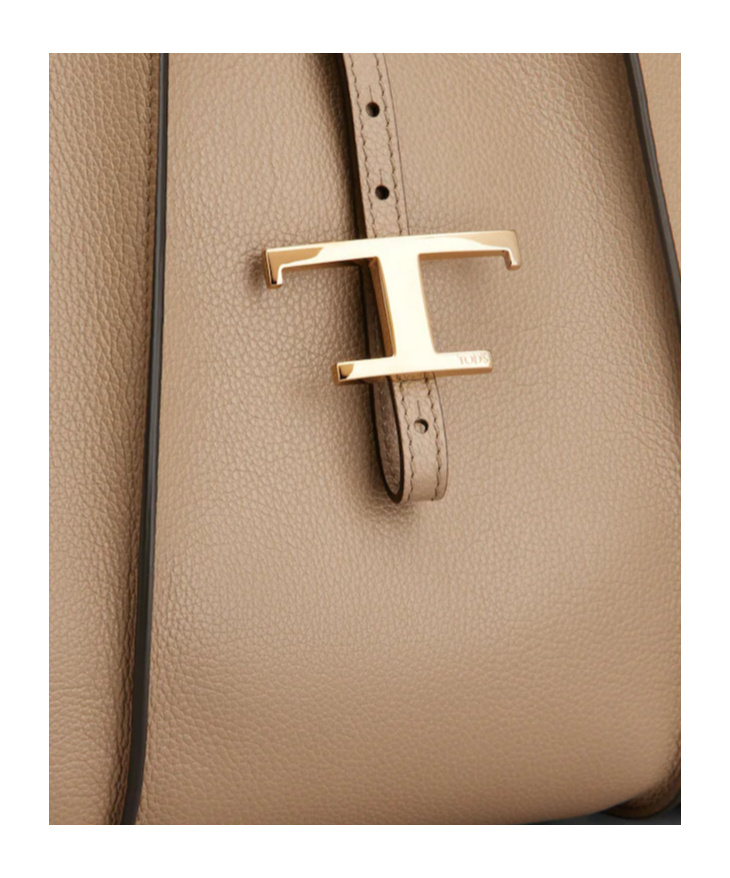 Tod's T Timeless Medium Leather Handbag In Sand