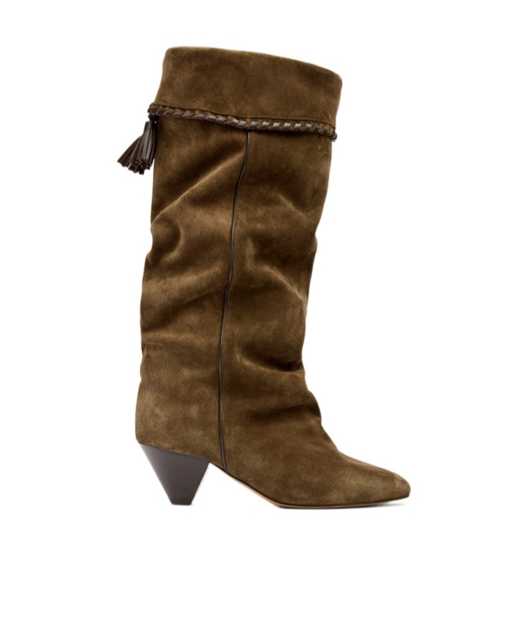 Isabel Marant Elita Draped Suede Calfskin Leather Boots