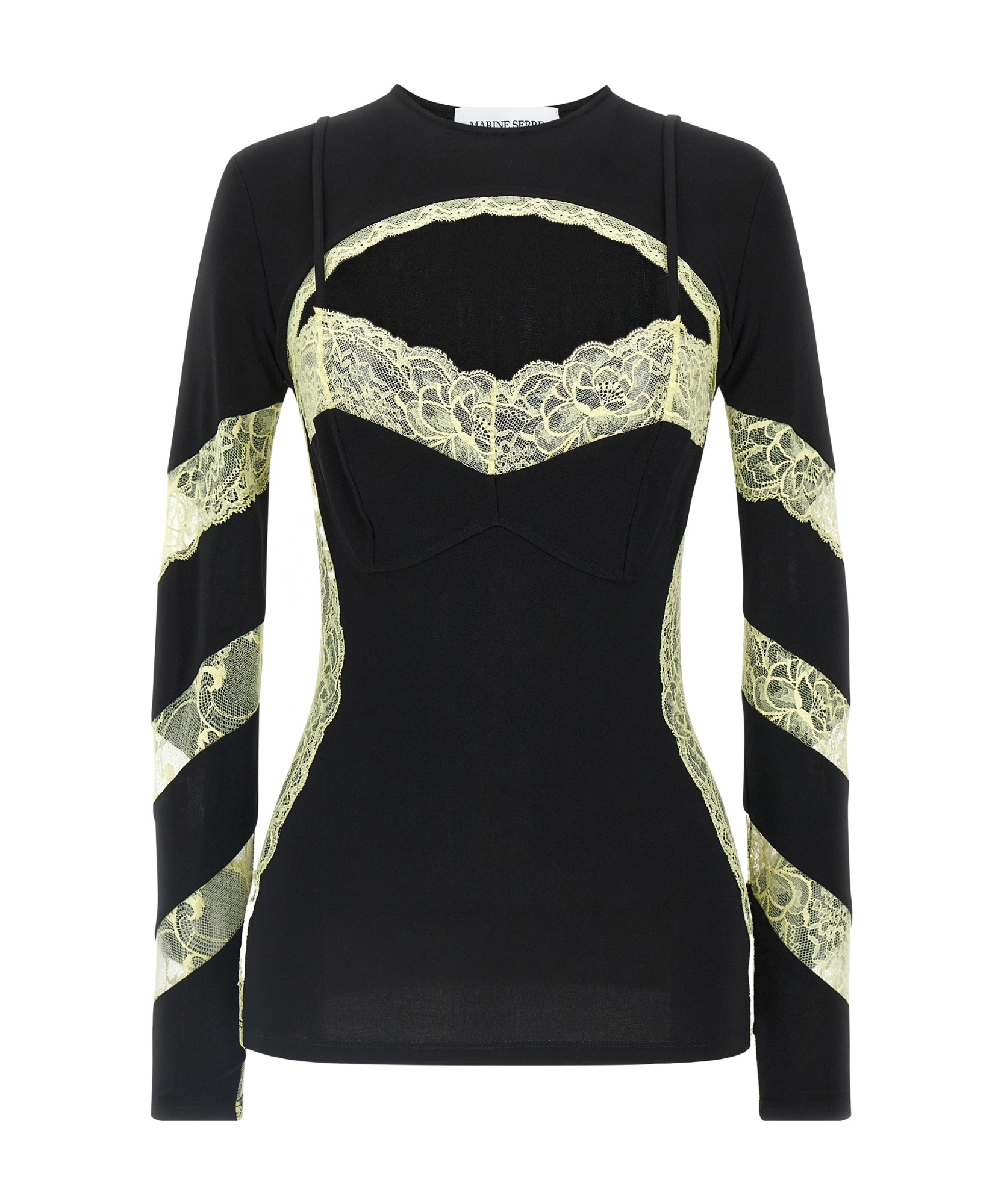 Marine Serre Illusion Effect Fitted Long Sleeve Top In Black