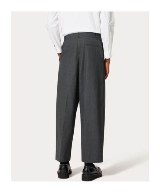 Valentino Belt Loop Wool Casual Pants In Black