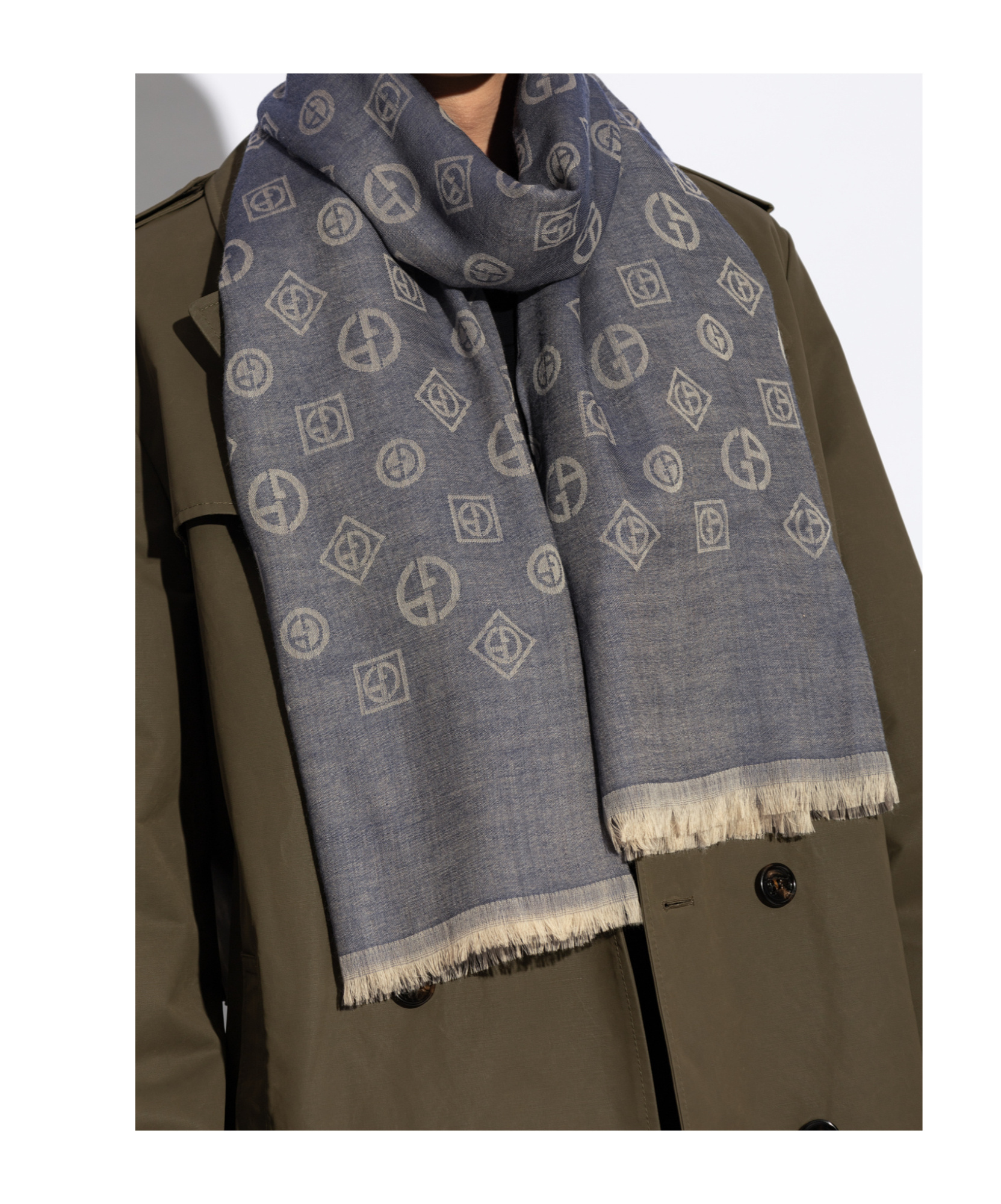 Giorgio Armani Fringed Scarf In Black