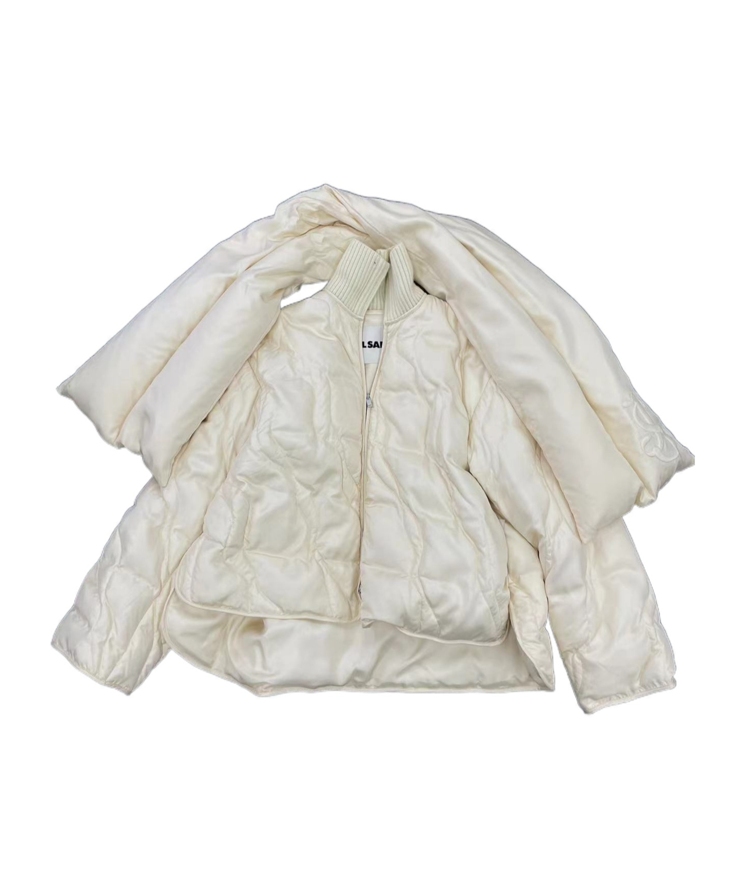Jil Sander Scarf Quilted Down Jacket In White