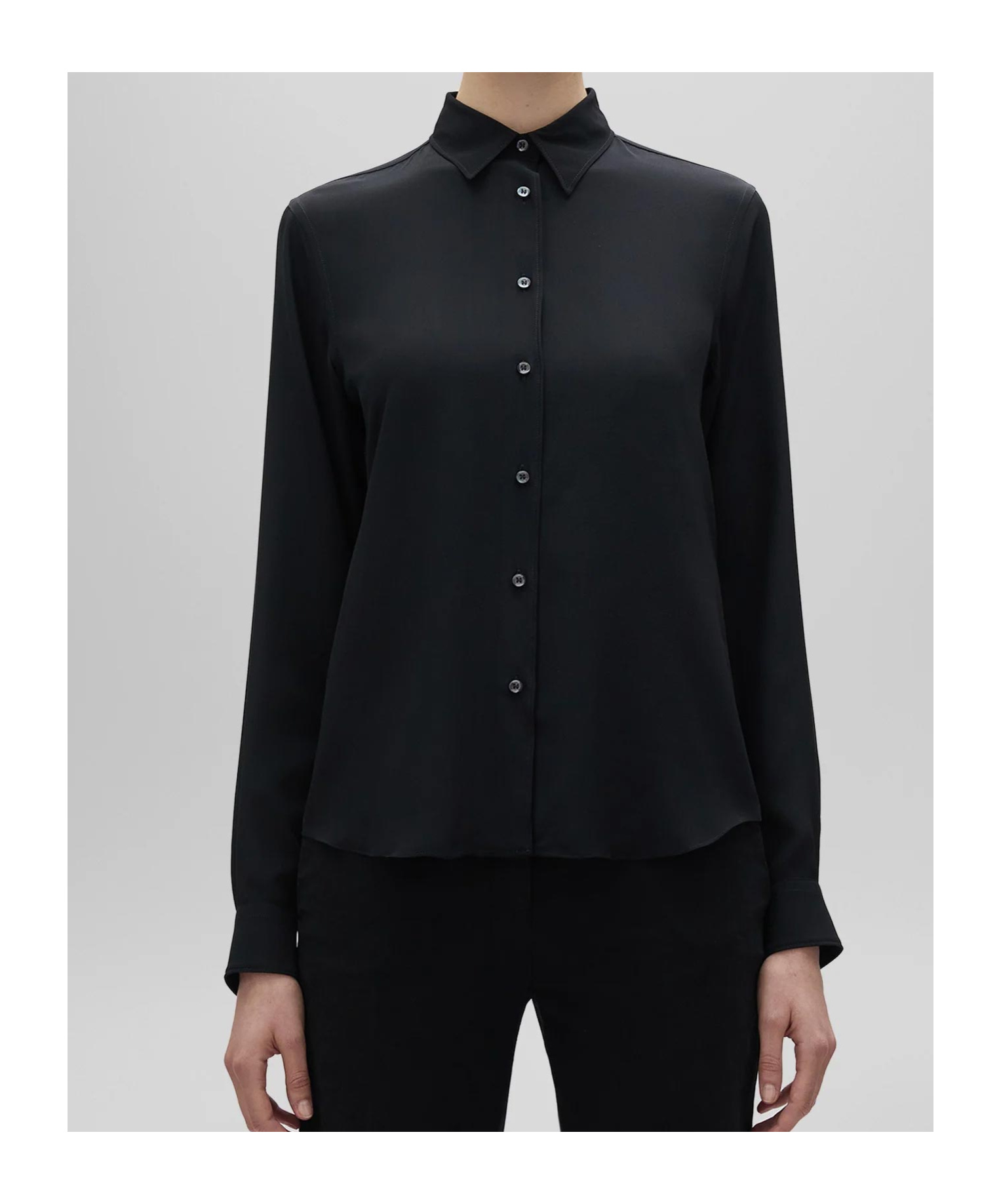 Aspesi Camicia In Crepe De Chine Di Seta - Nero In Black