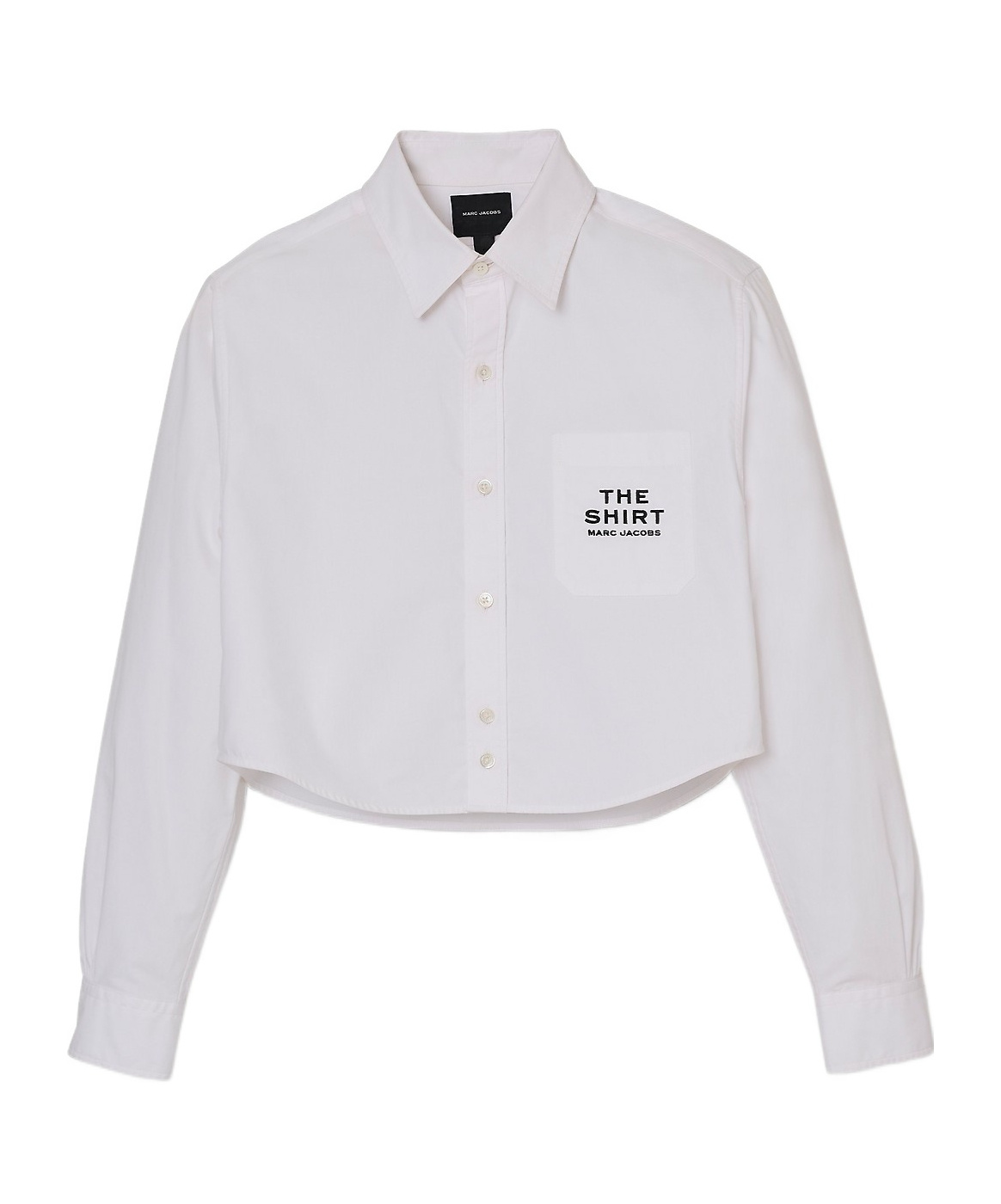 Marc Jacobs Womens The Cropped Text-embroidery Cotton Shirt White In White