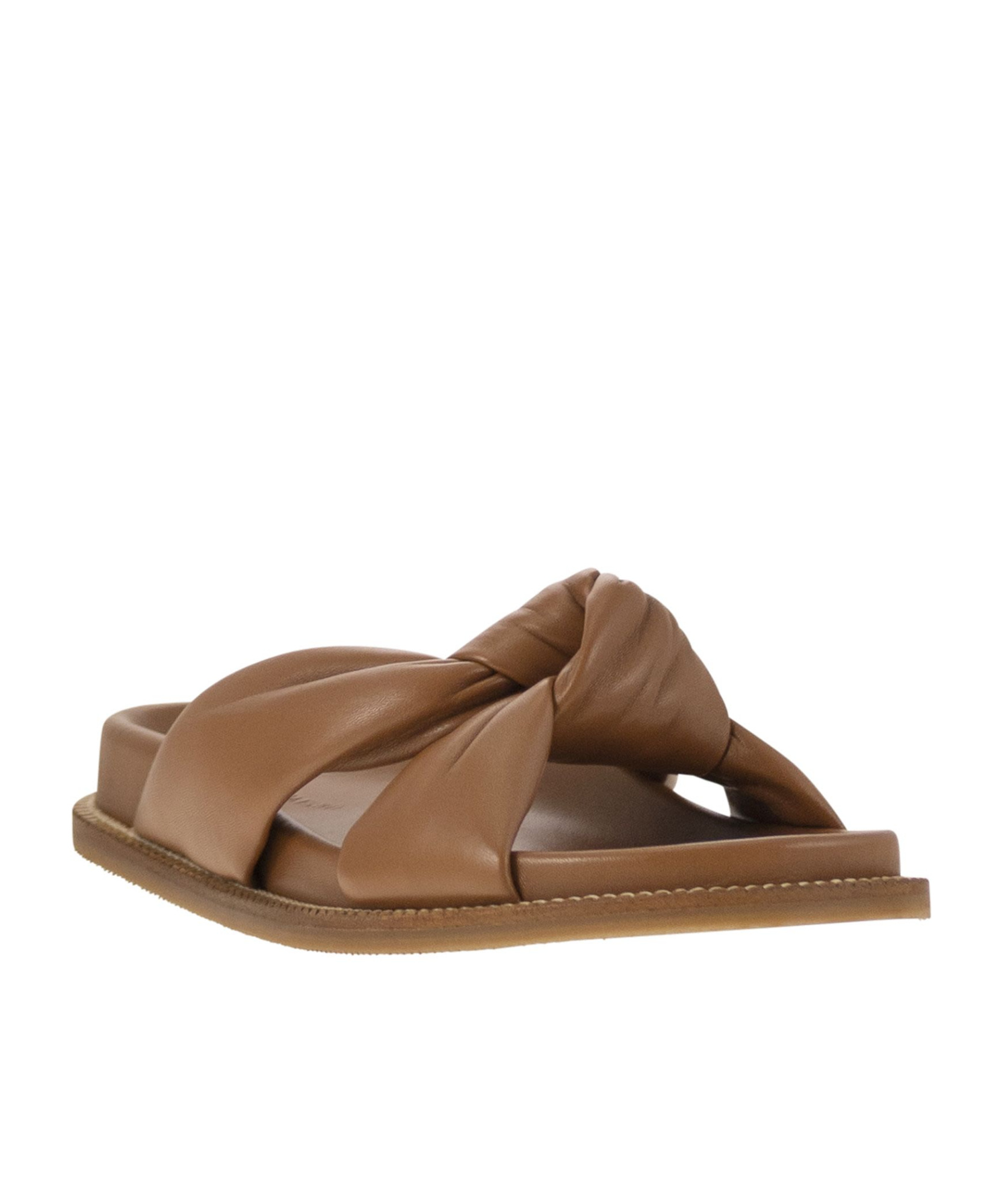 Fabiana Filippi Leather Slipper With Fussbett And Knot In Brown