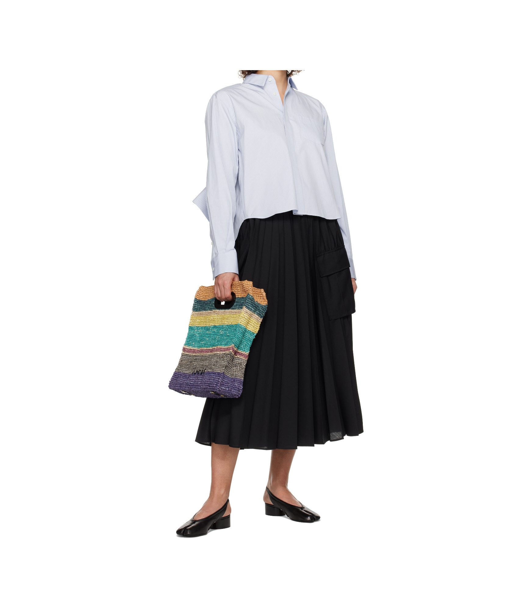 Sacai X Thomas Mason Cotton Poplin Suiting Dress In White