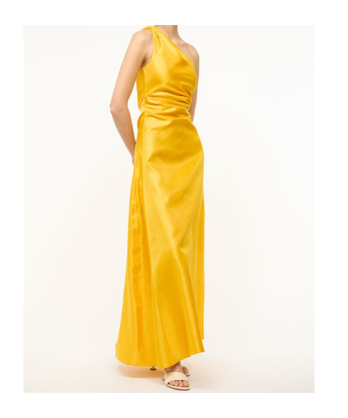Staud One-shoulder Midi Dress In Yellow