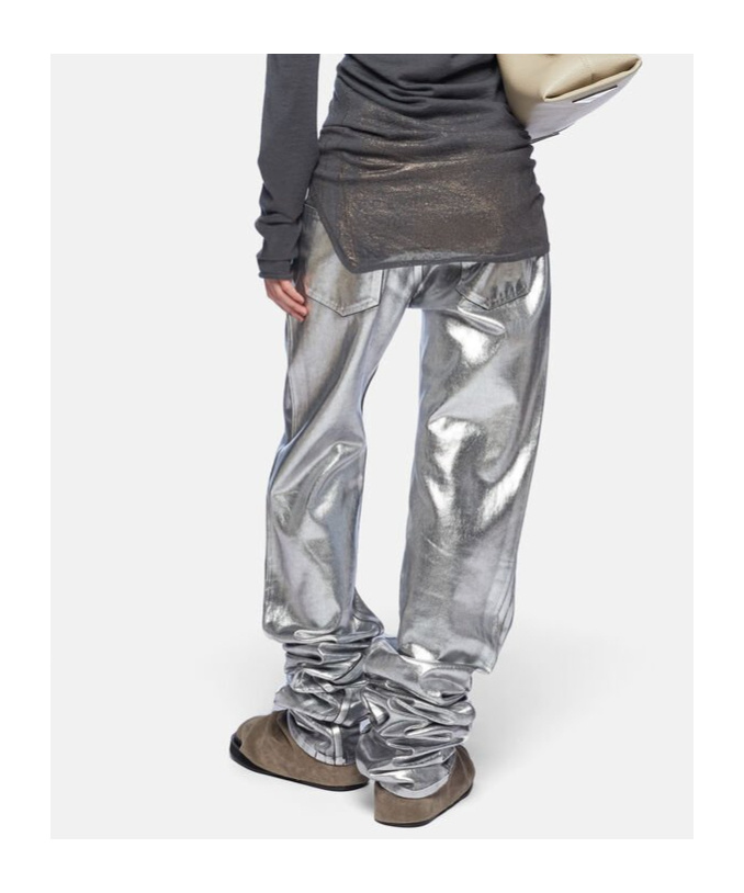 Attico Silver Long Pants In Gray