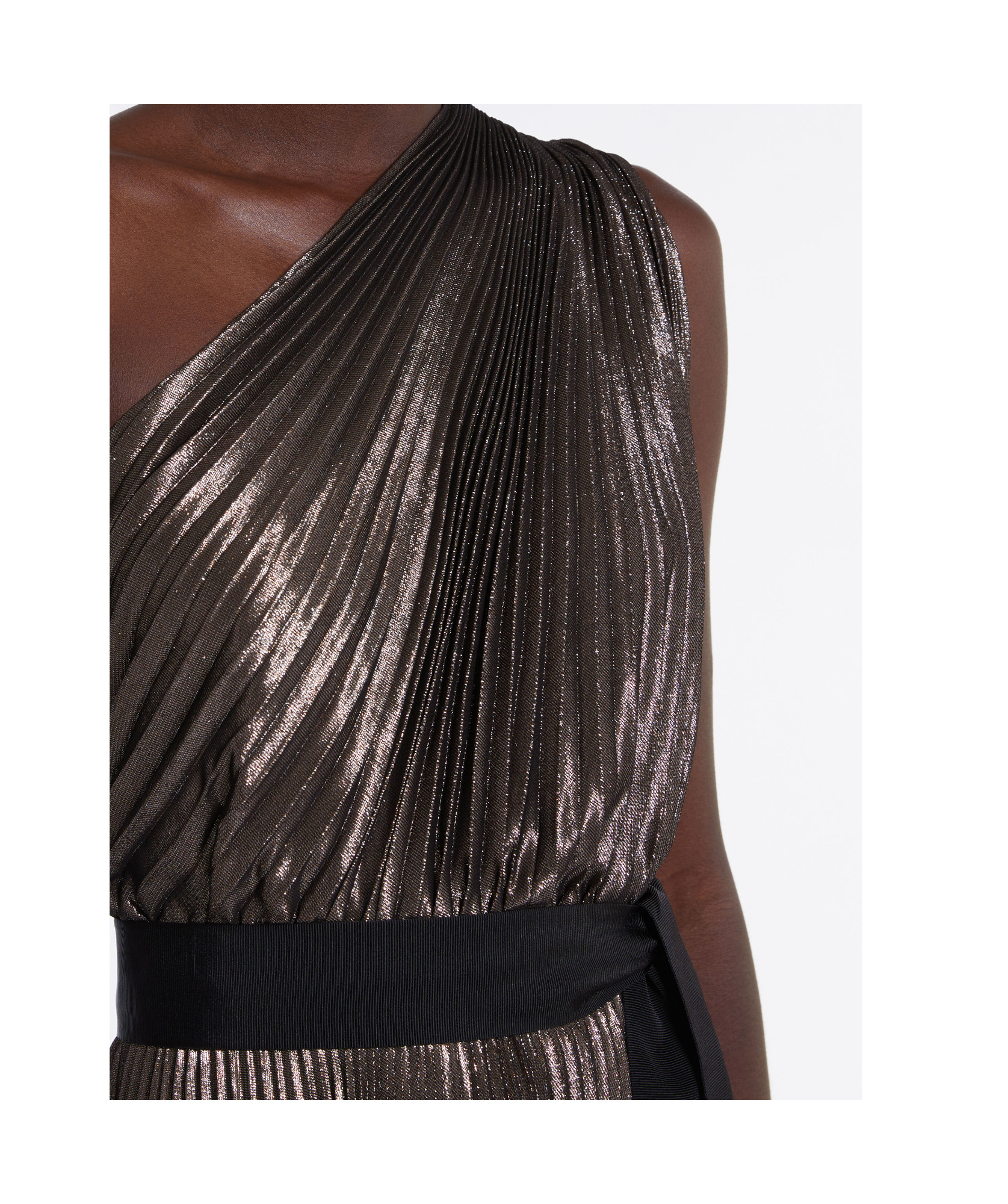 Max Mara Franz One-shoulder Pleated Belted Dress In Black