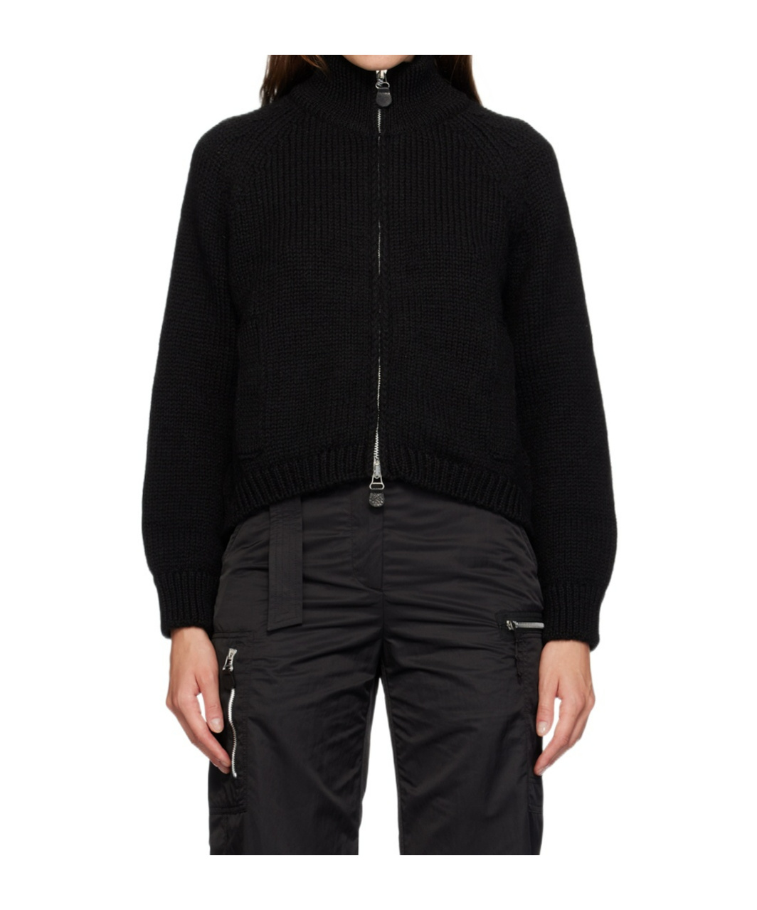 Our Legacy Ultra Zip Funnel Knitted Cardigan In Black