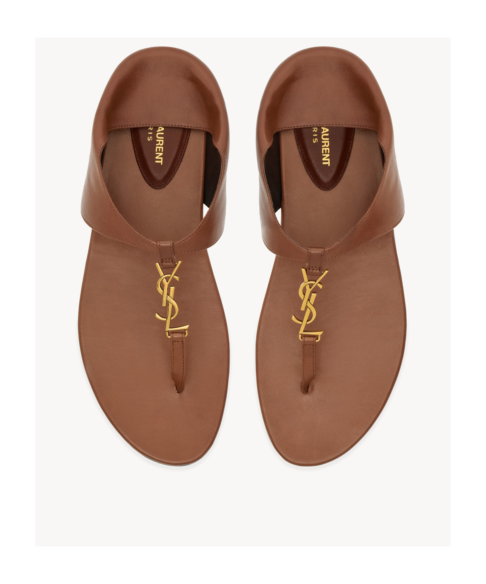 Saint Laurent Cassandra Leather Sandals In Brown