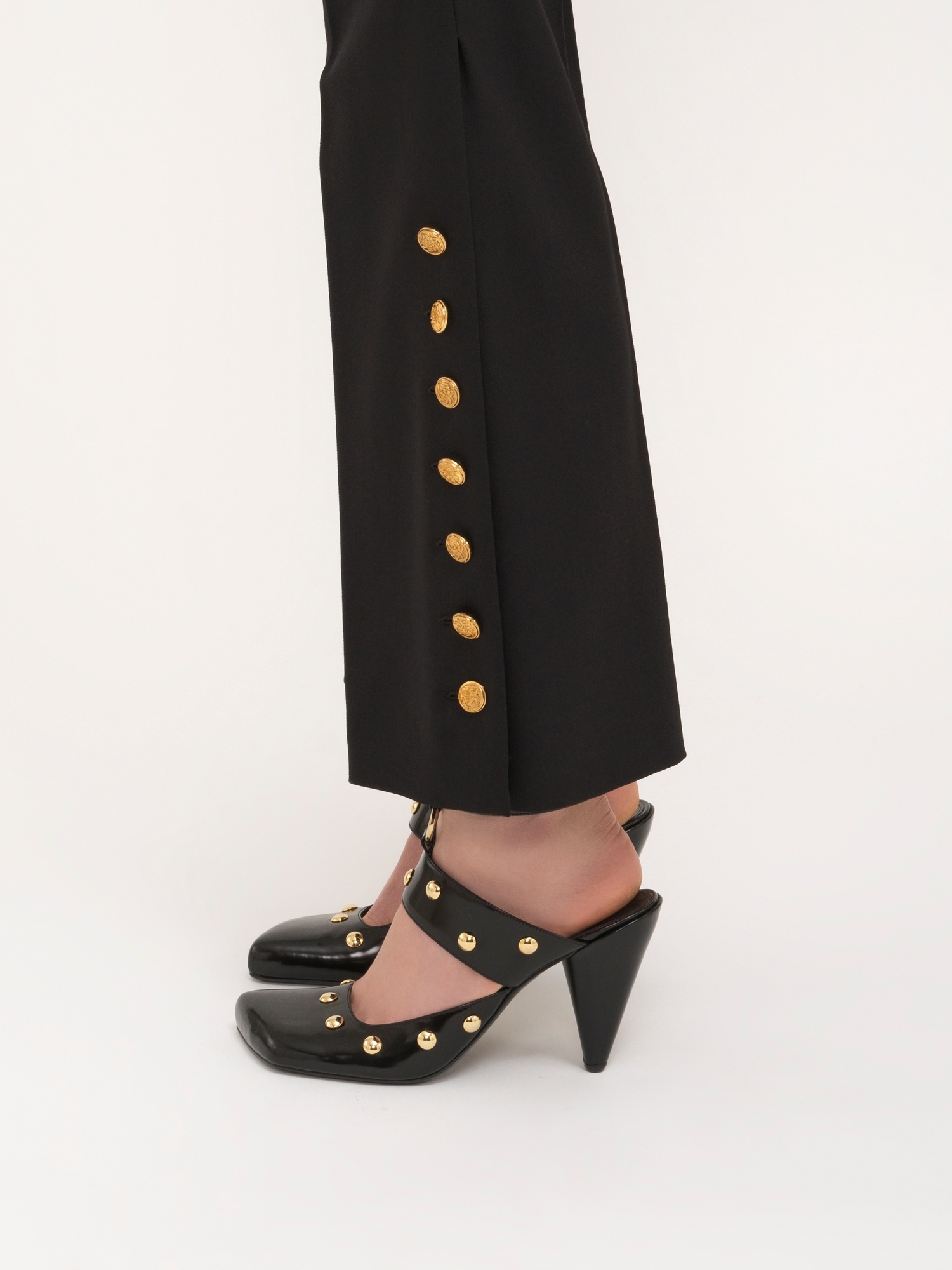 Chloé Cropped Trousers In Wool Grain De Poudre Black Size 12 100% Wool In Black