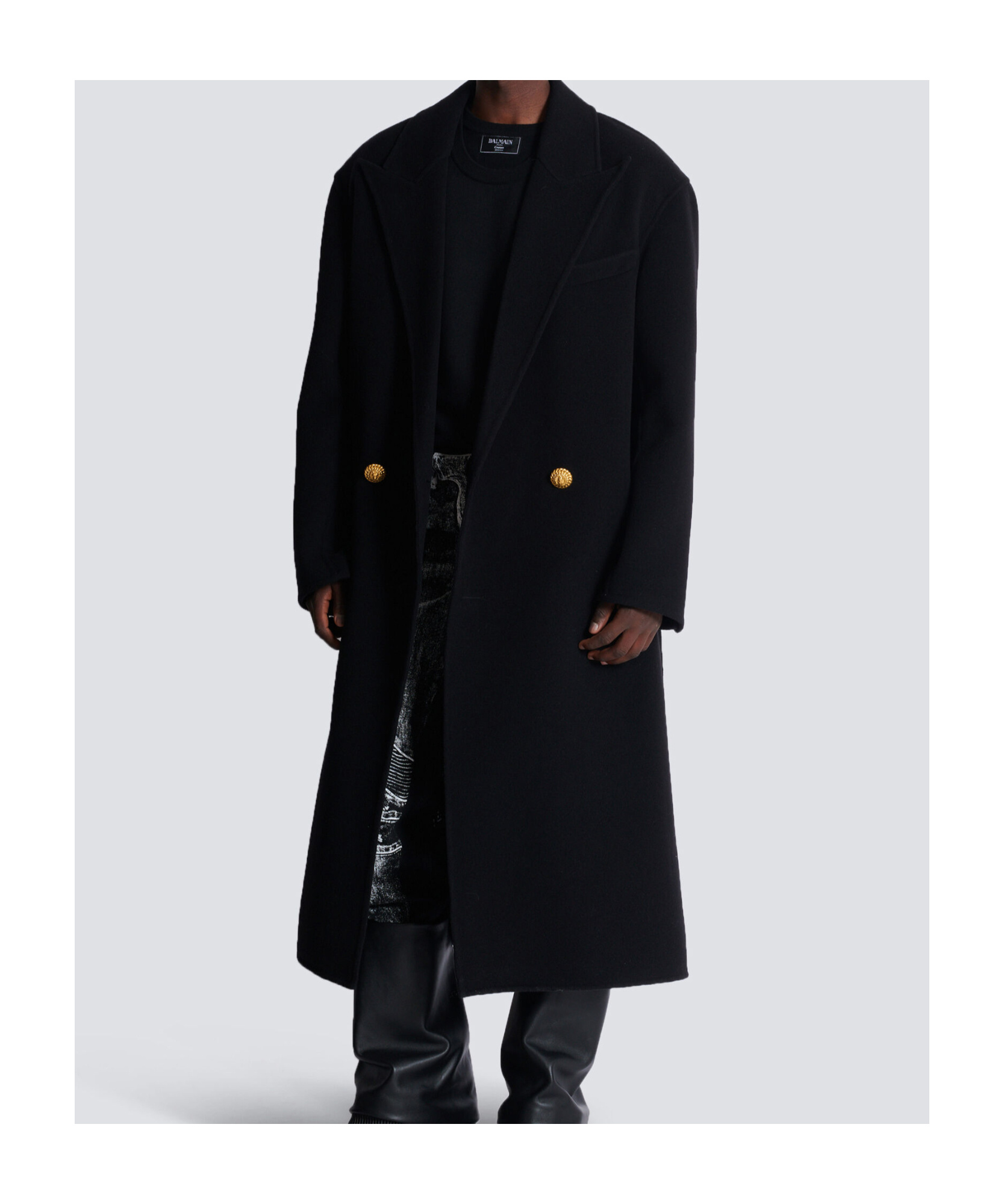 BALMAIN LONG COAT IN DOUBLE-FACED WOOL