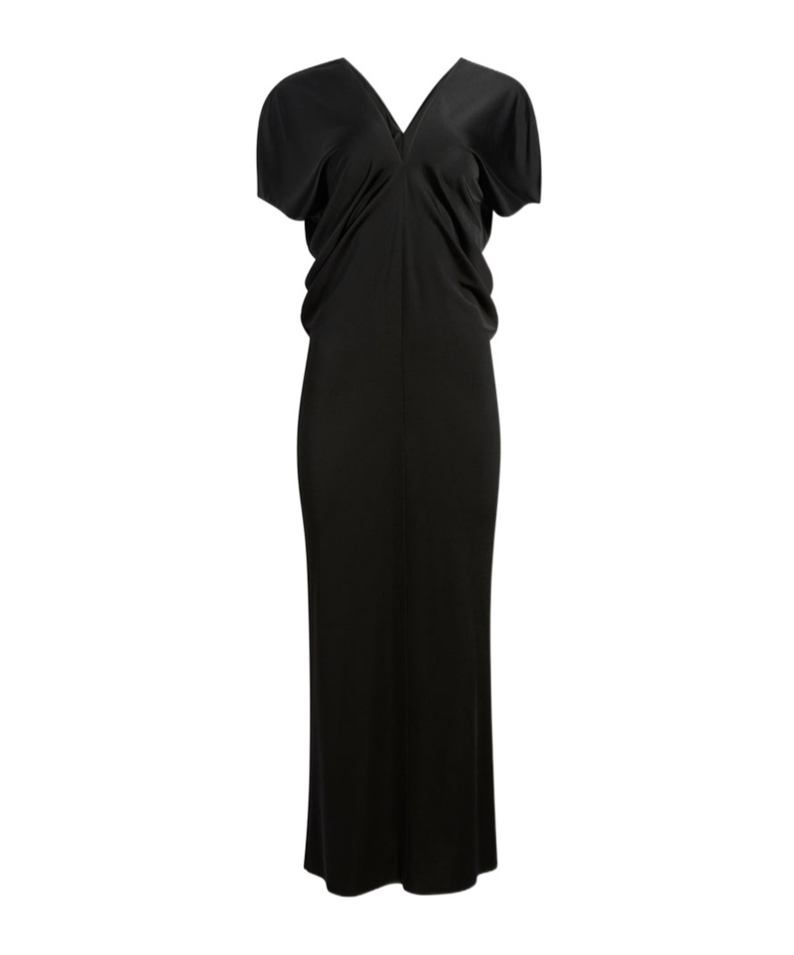Khaite Ima Wool-blend Grain De Poudre Maxi Dress In Black
