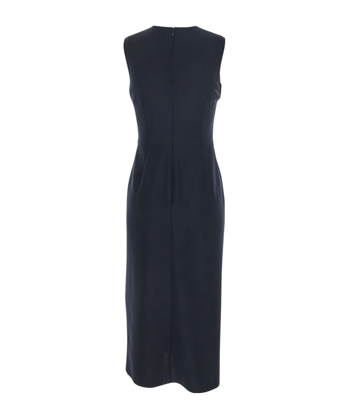 Alexander Mcqueen Blue Long Dress With Round Neck With Draped Details In Wool And Mohair Blend Woman In Blue