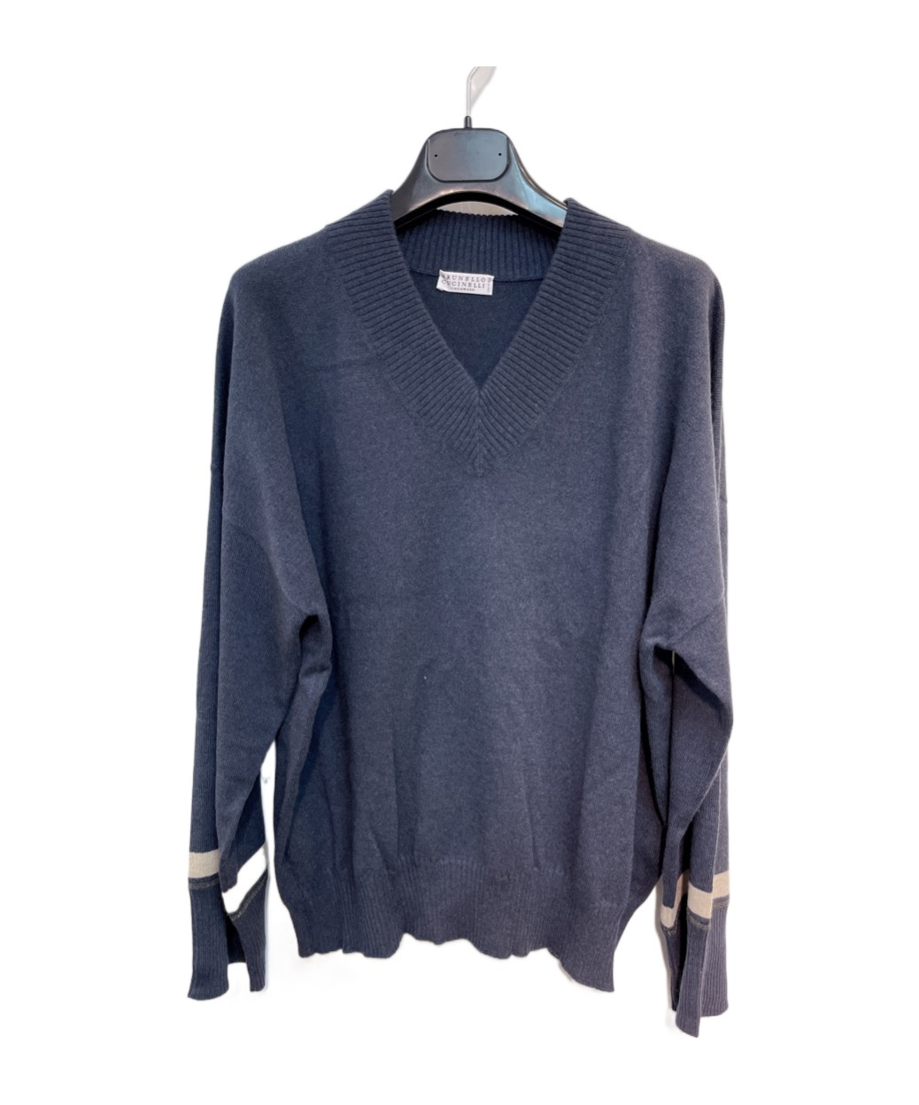 Shop Brunello Cucinelli V-neck Drop-shoulder Jumper In Blue