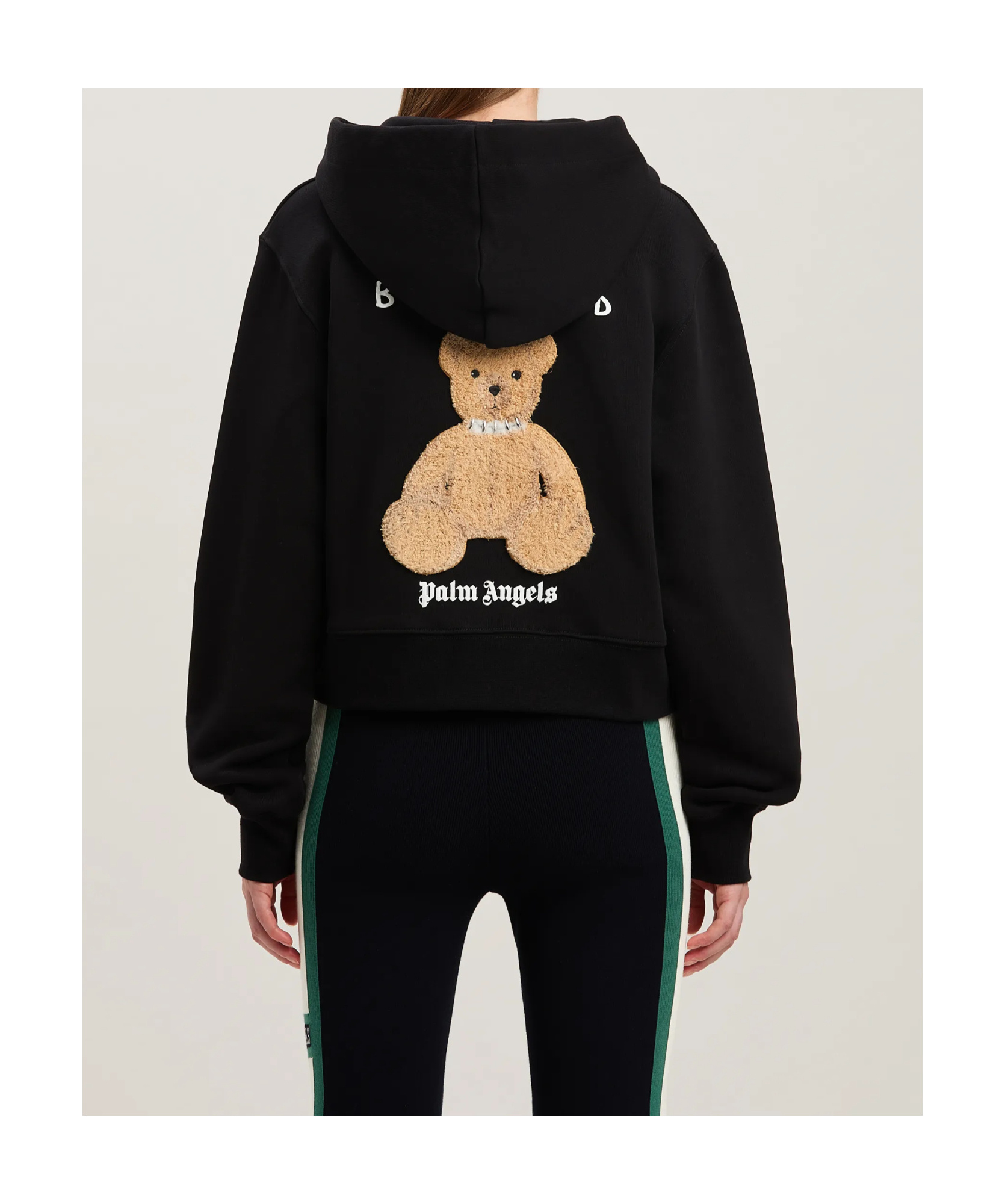 Palm Angels Back Bear In Mind Hoody In Black
