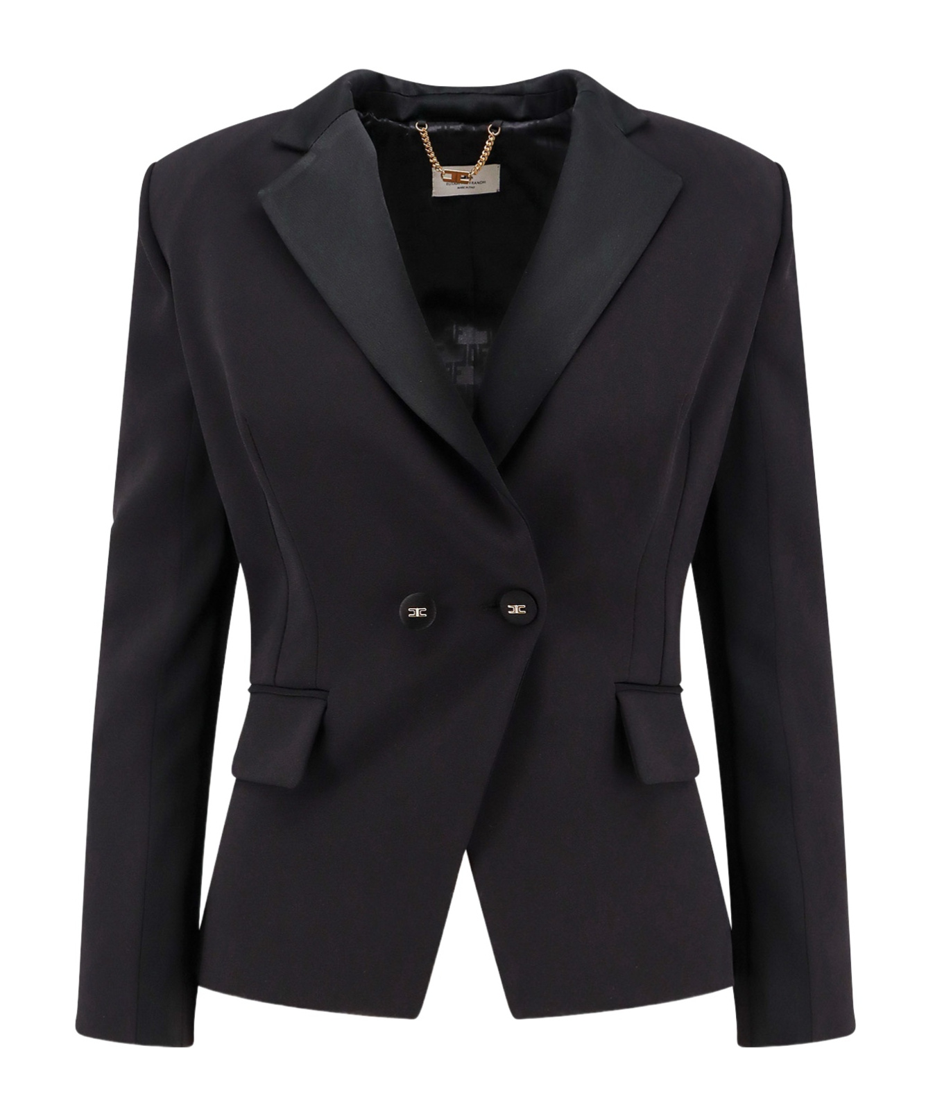 ELISABETTA FRANCHI SATIN-LAPEL CREPE BLAZER