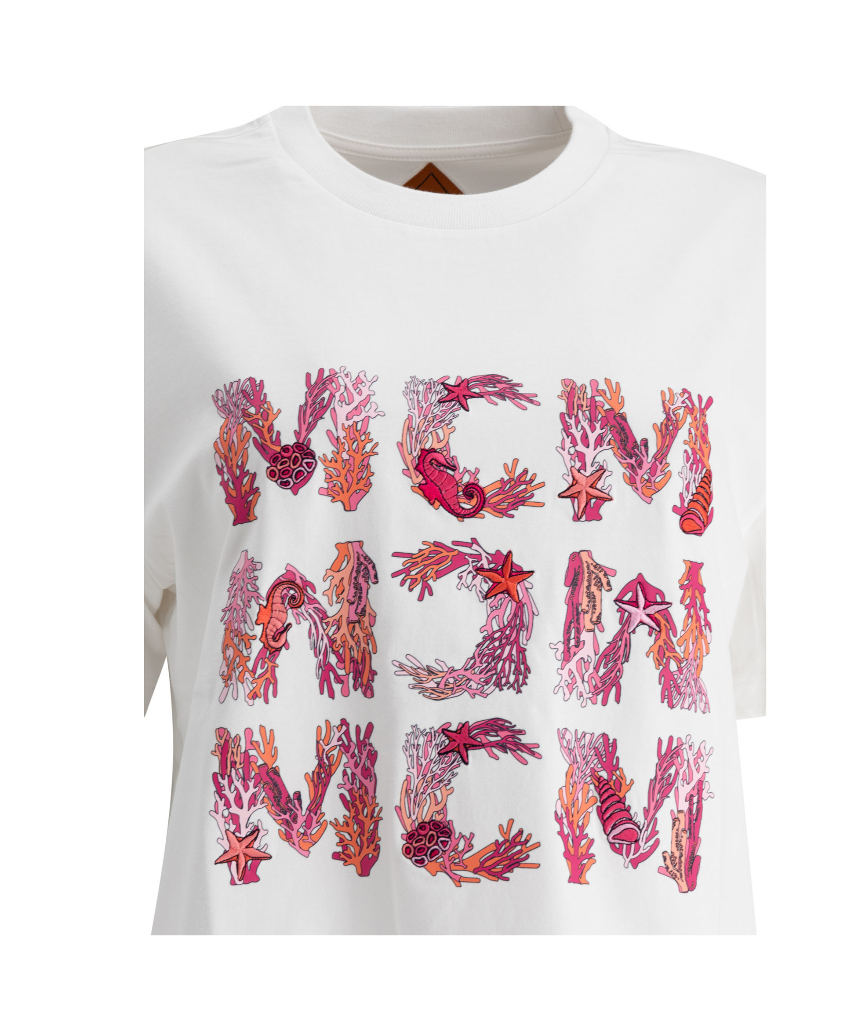 Mcm Crew Neck Graphic Print Short Sleeves In White