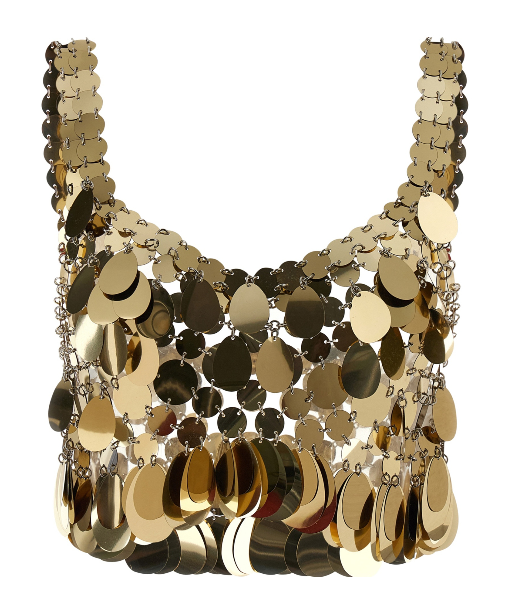 Rabanne Disc-embellished Cropped Top In Gold