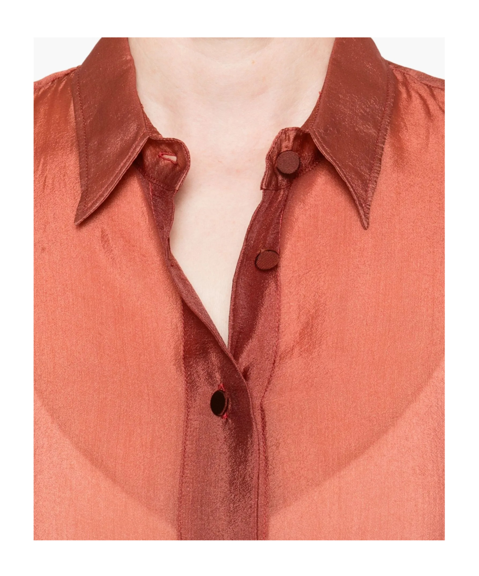 Forte Forte Contemporary Organza Masculine Shirt In Brown