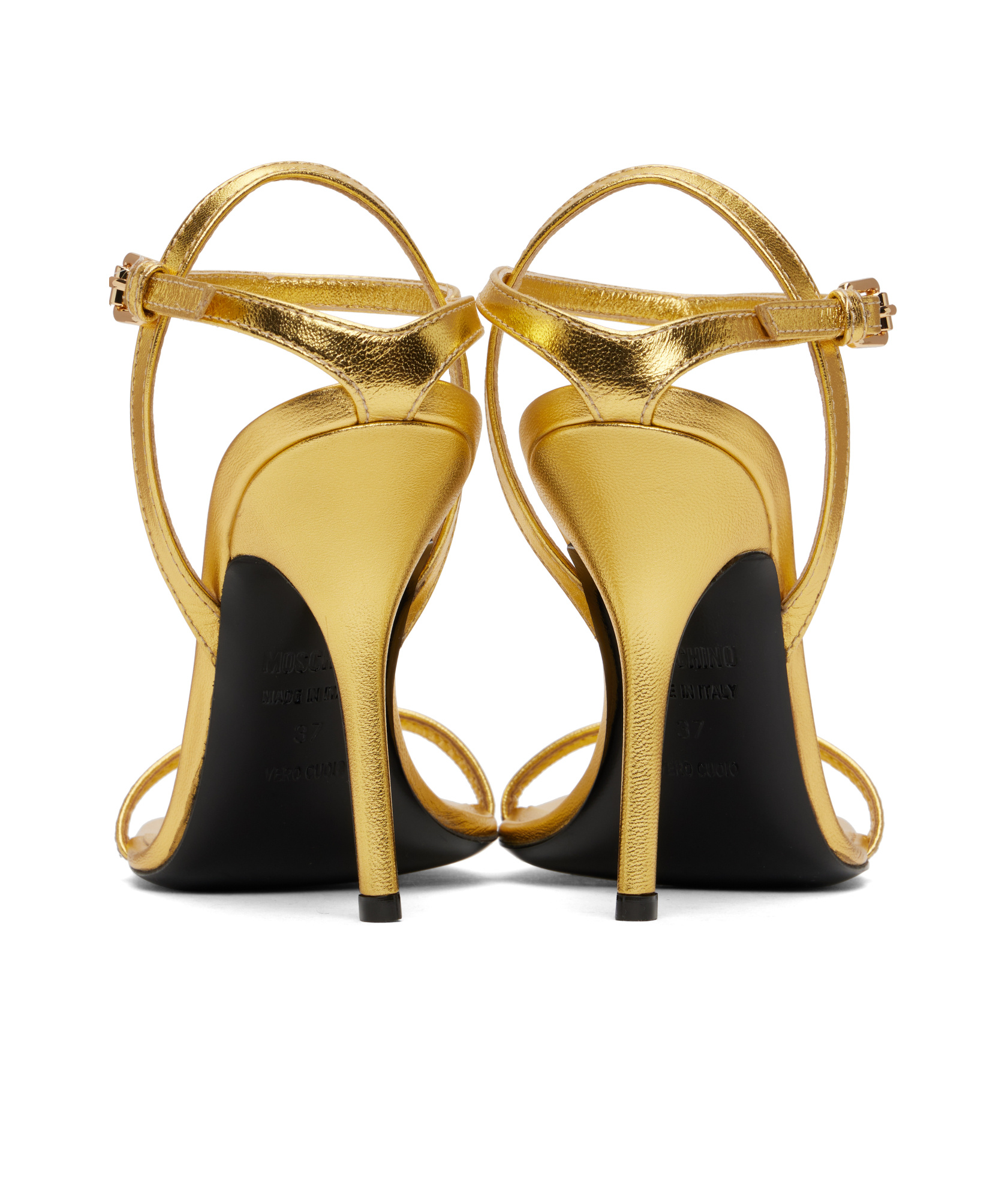 Moschino Gold Tina Heeled Sandals In Nude