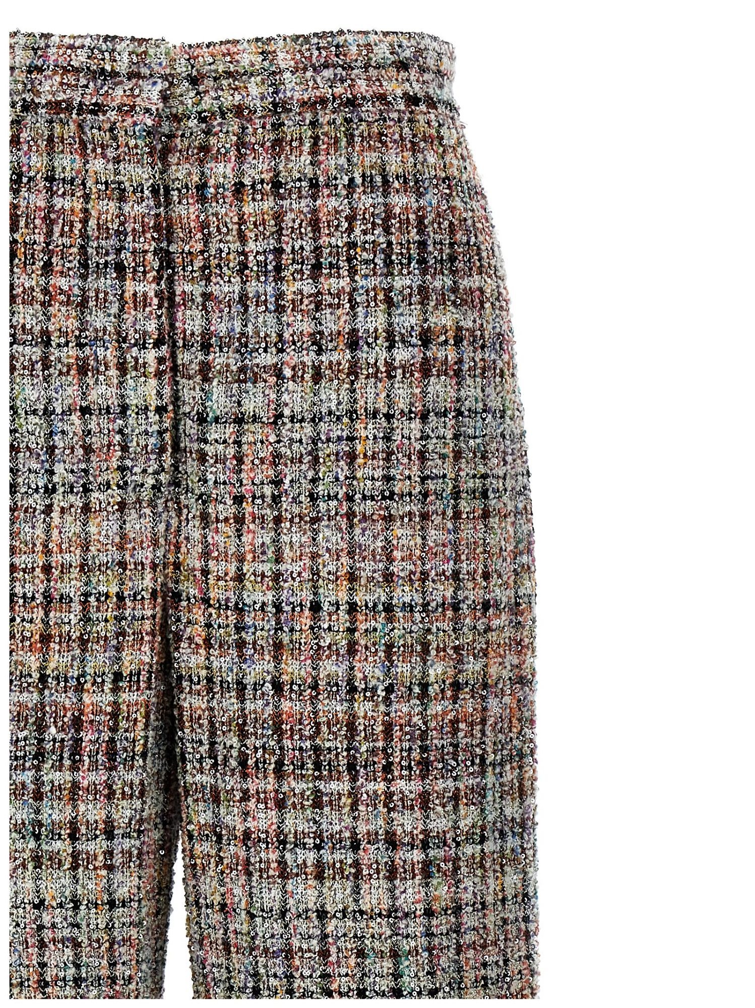 Missoni Cropped Trousers Viscose Blend Lamé Zig Zag In Gray