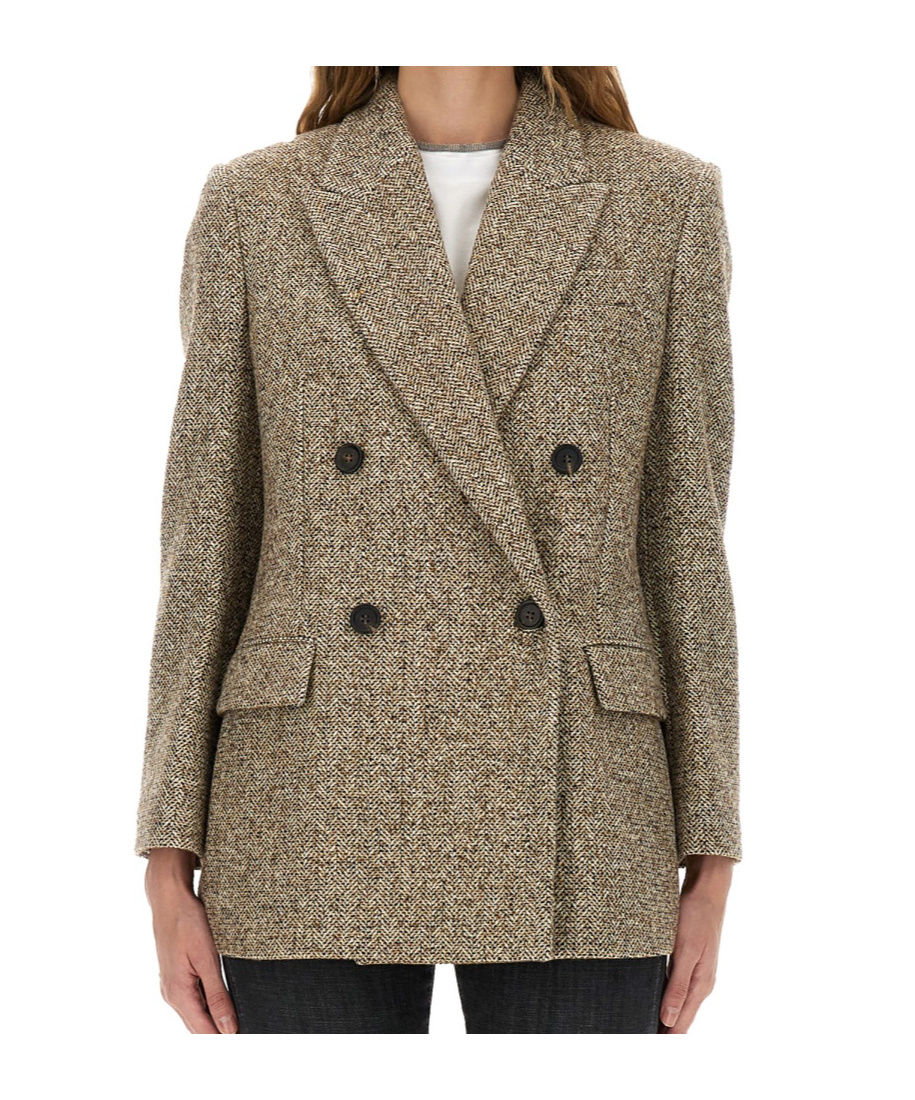 Brunello Cucinelli Long-sleeved Suit Jacket In Brown