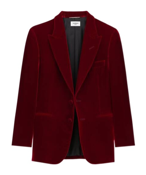 Saint Laurent Lapel Long-sleeved Suit Coat In Brown
