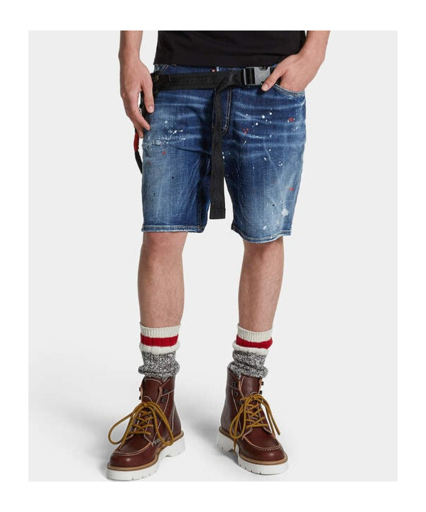 Dsquared2 Cropped Jeans With Paint Splatters In Blue