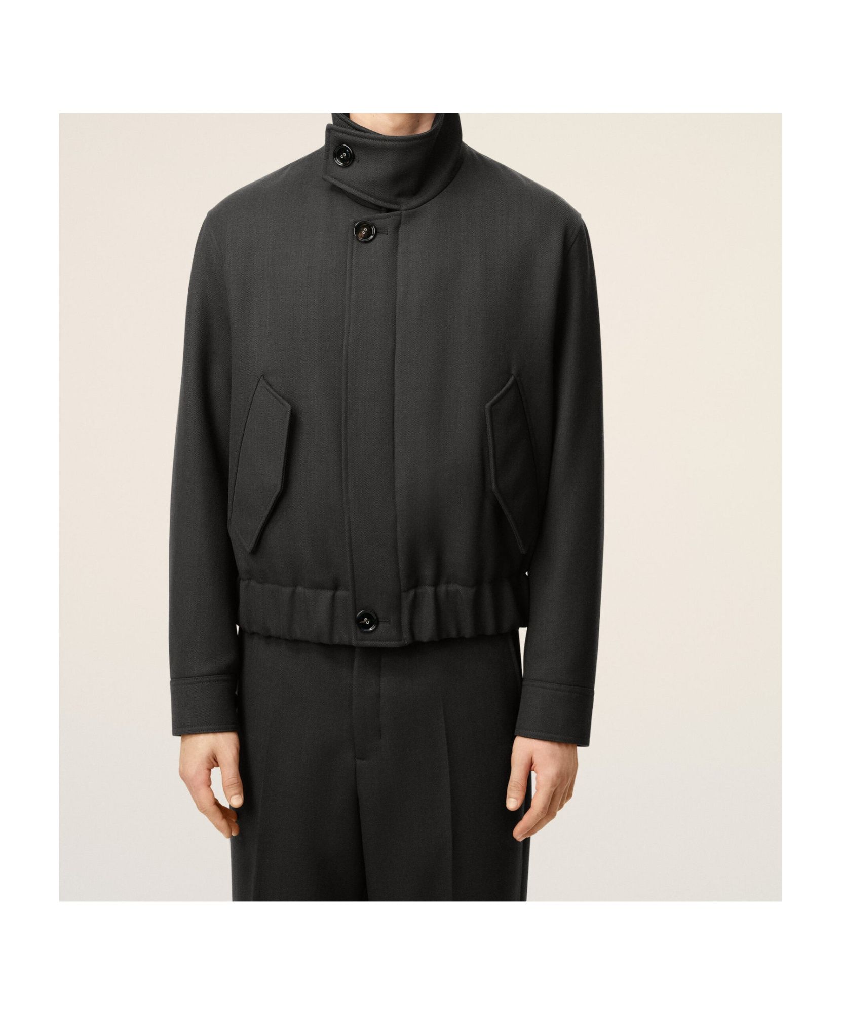 Ami Alexandre Mattiussi Harrington Wool Gabardine Jacket In Black