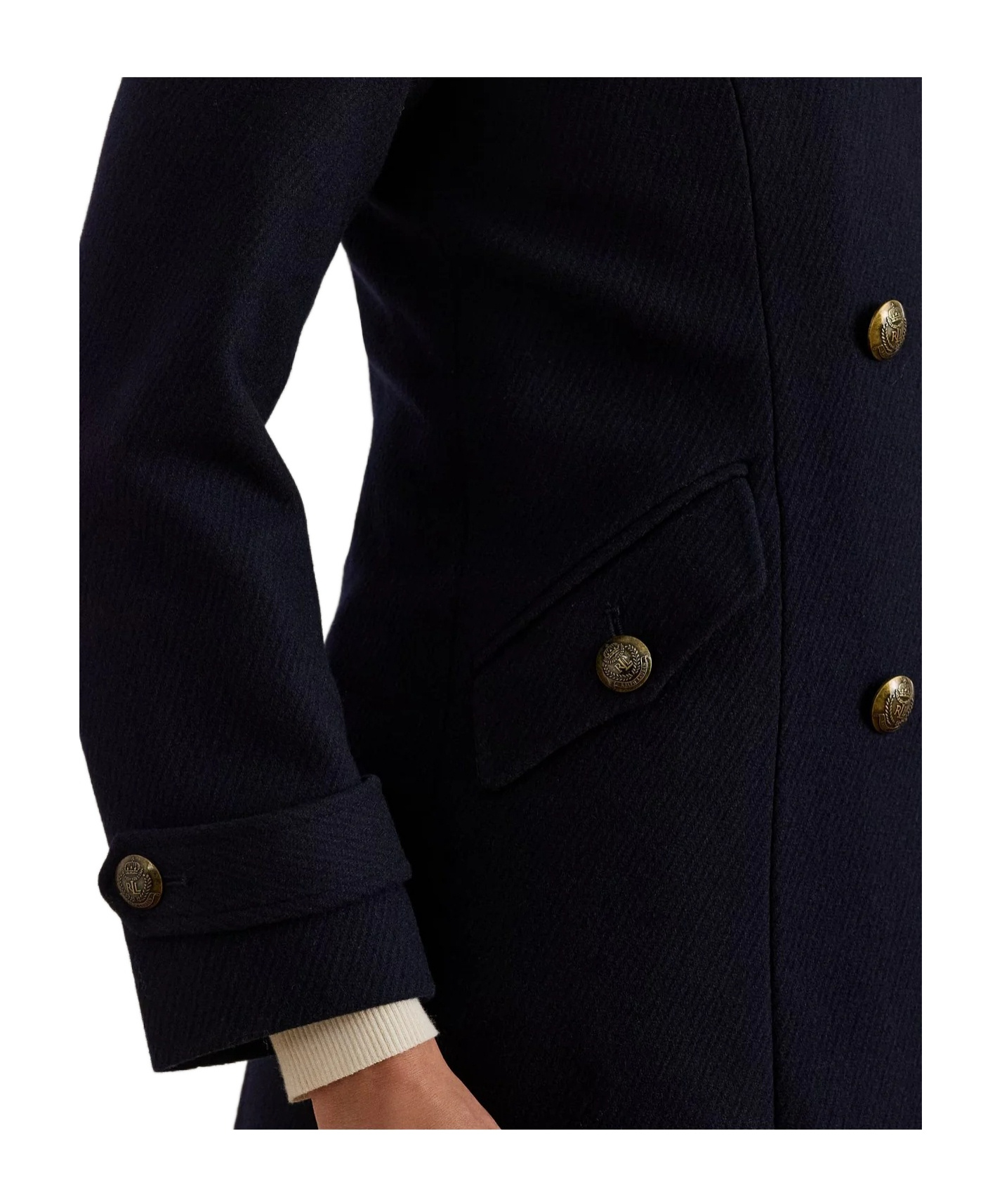 Ralph Lauren Navy Blue Double-breasted Coat In Multi