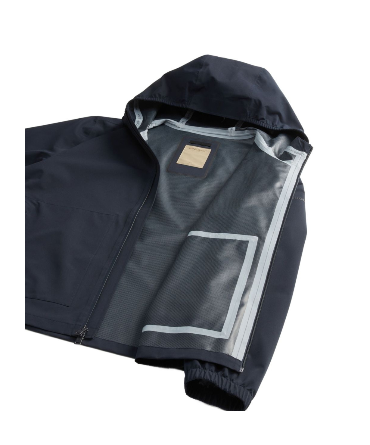 Woolrich Hooded Jacket With Drawstring And Pockets In Blue