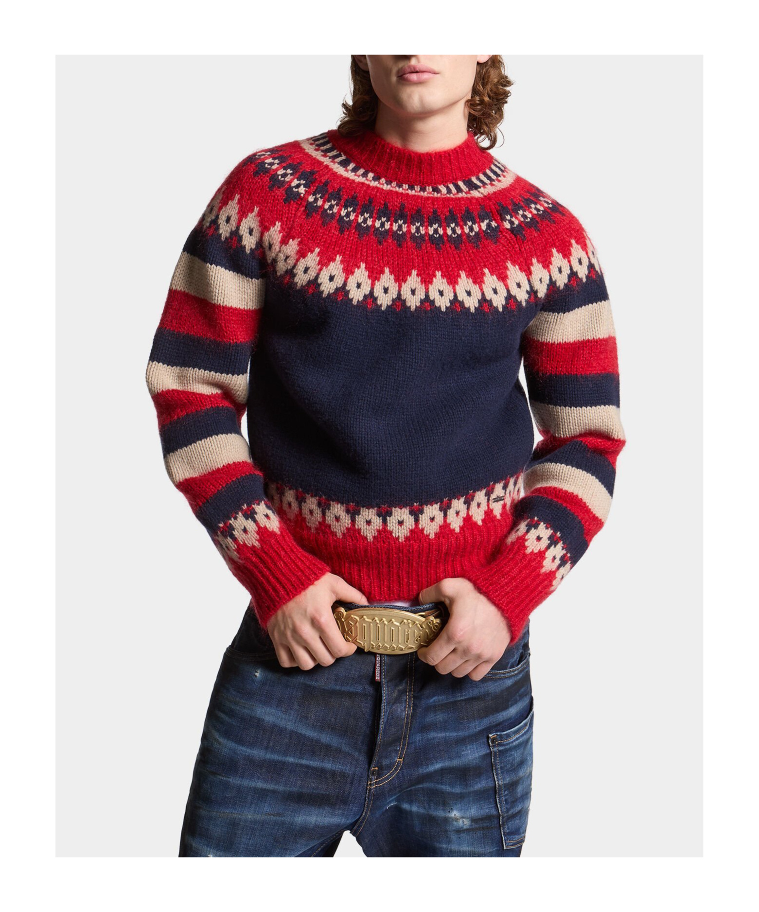 Dsquared2 Intarsia-knit Design Jumper In Black