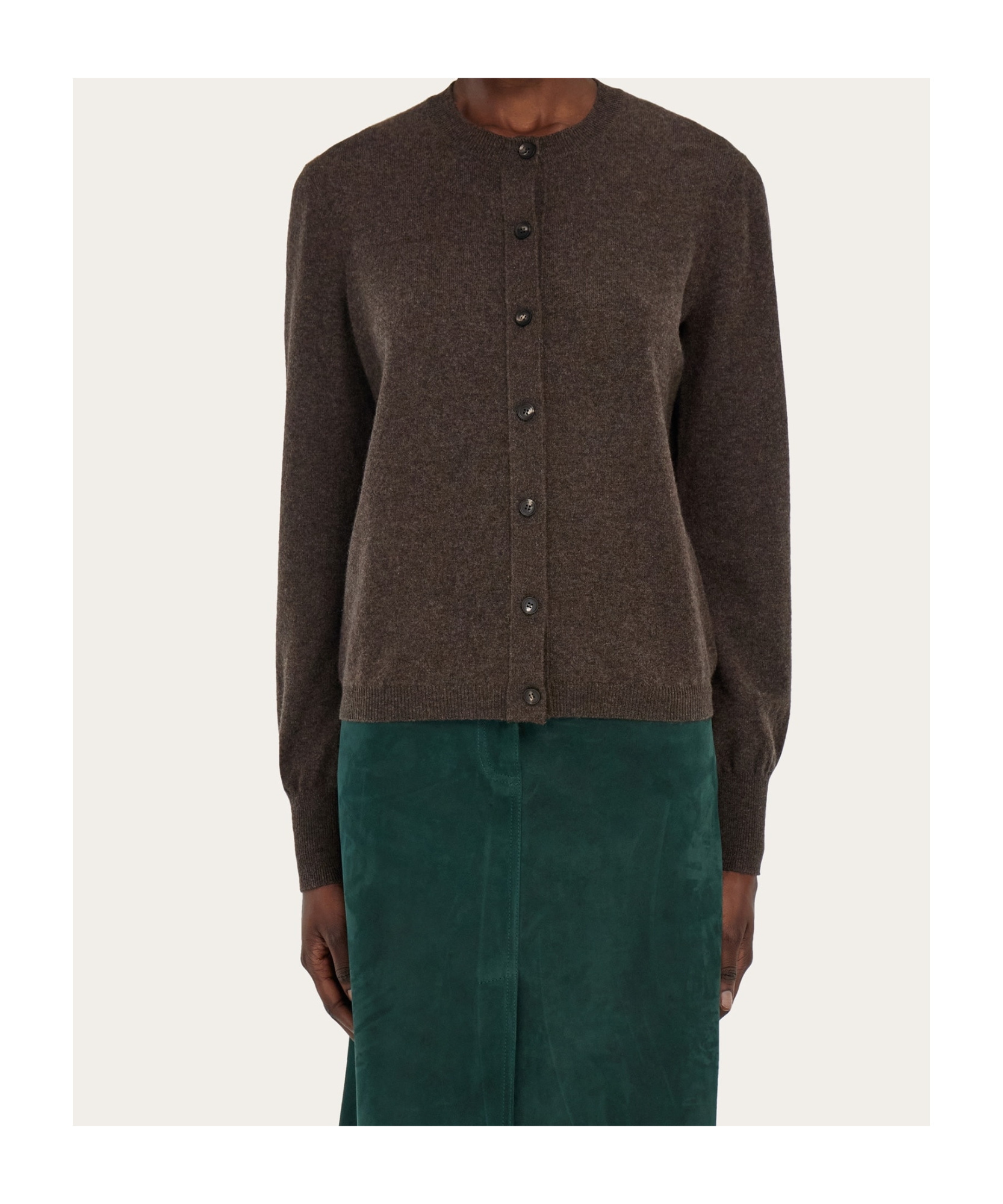 Ferragamo Crew Neck Wool Blend Cardigan