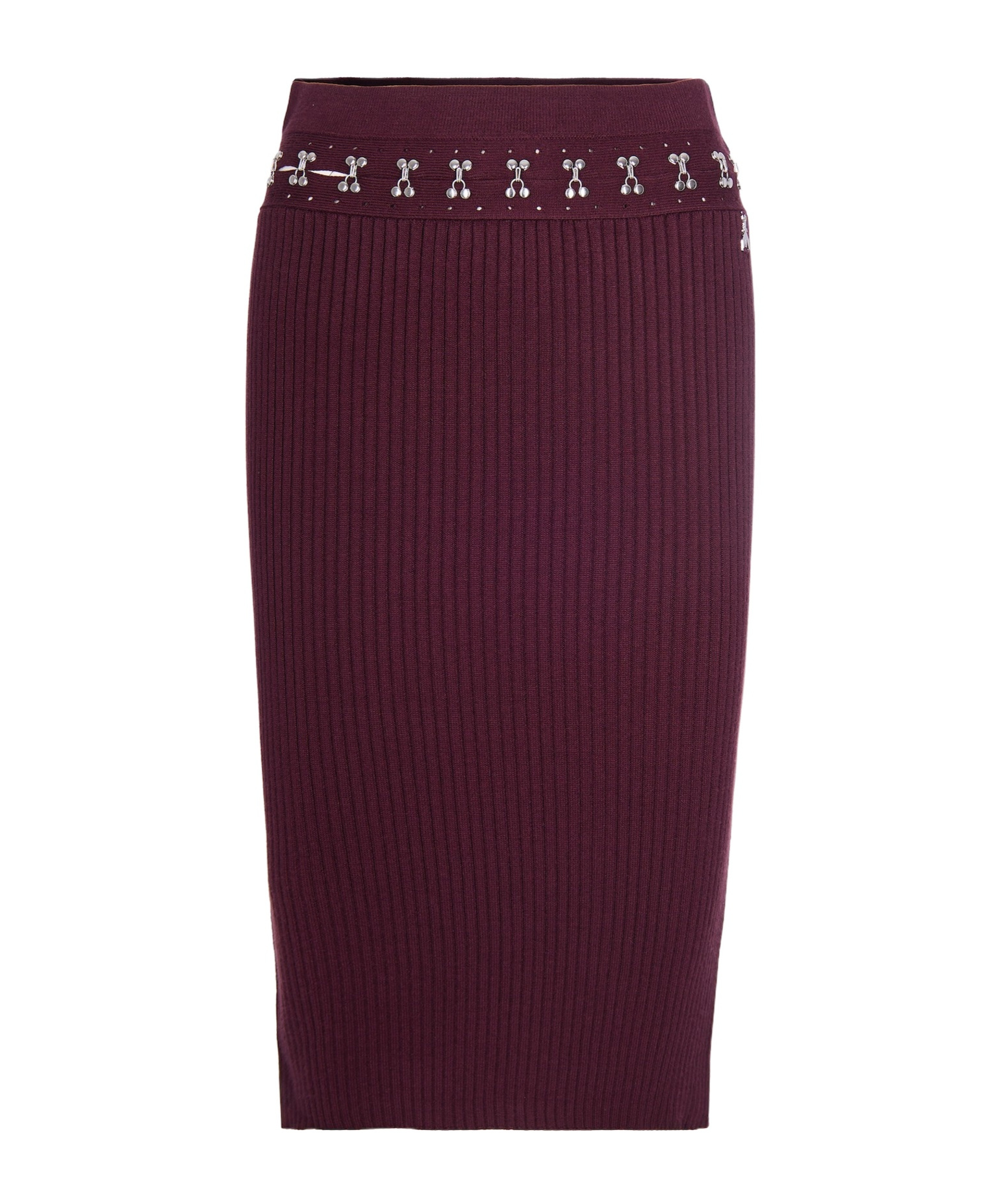 Patrizia Pepe Gonna Midi Glam Rock In Maglia Purple Red In Burgundy