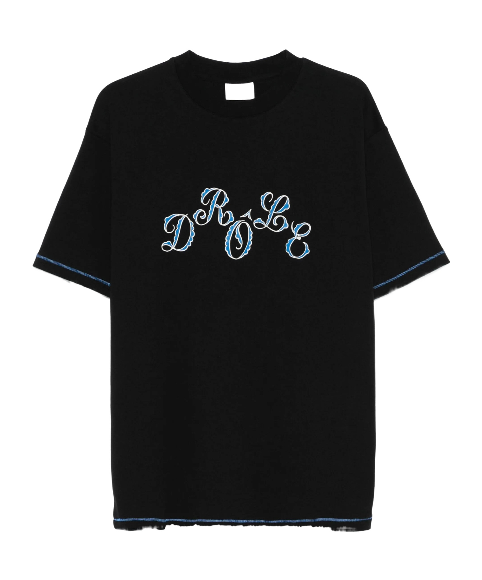 Drôle De Monsieur Graphic Print Crew Neck Short Sleeve T-shirt In Black