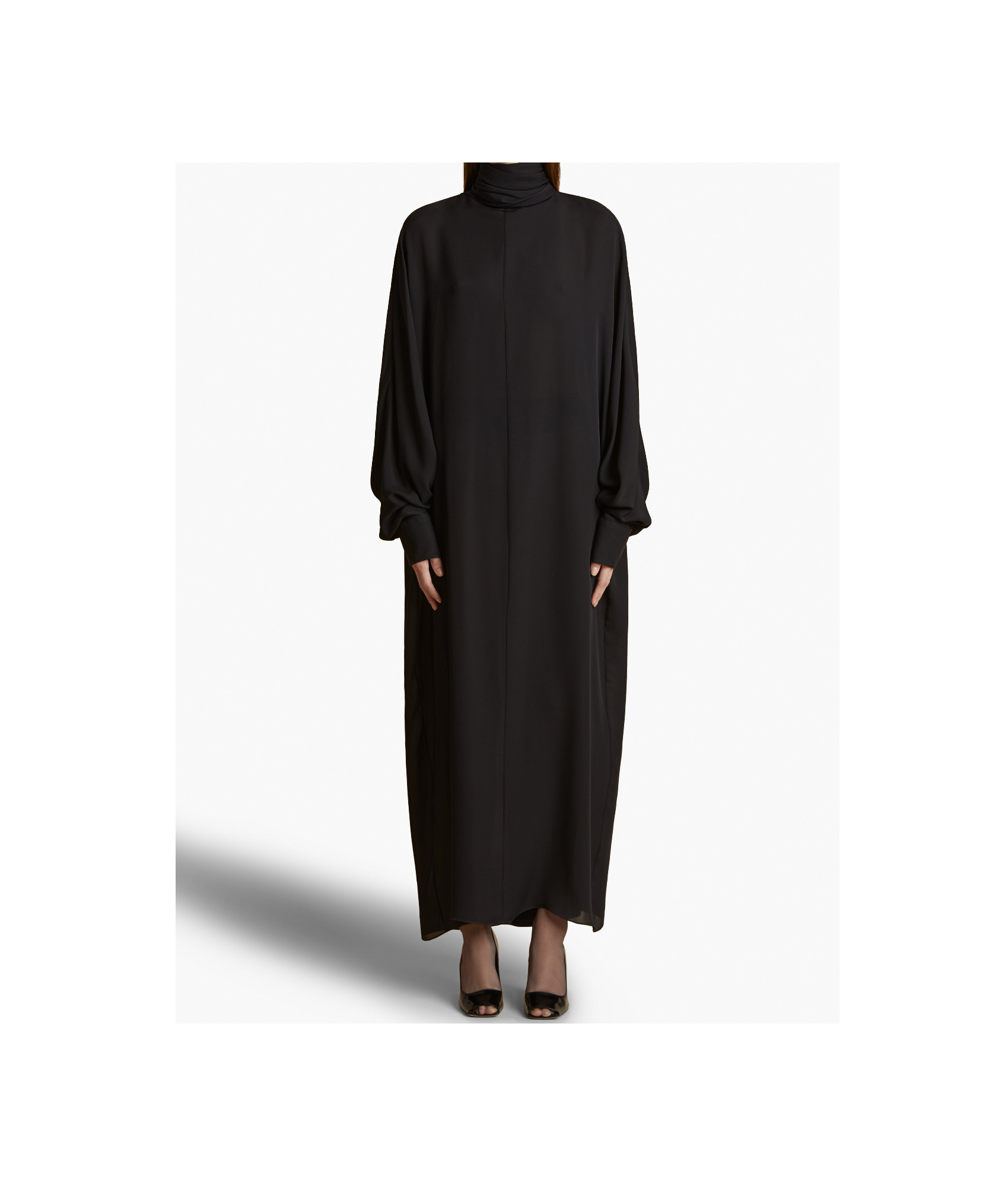 Khaite Lexi Open-back Tie-neck Silk-chiffon Turtleneck Maxi Dress In Black