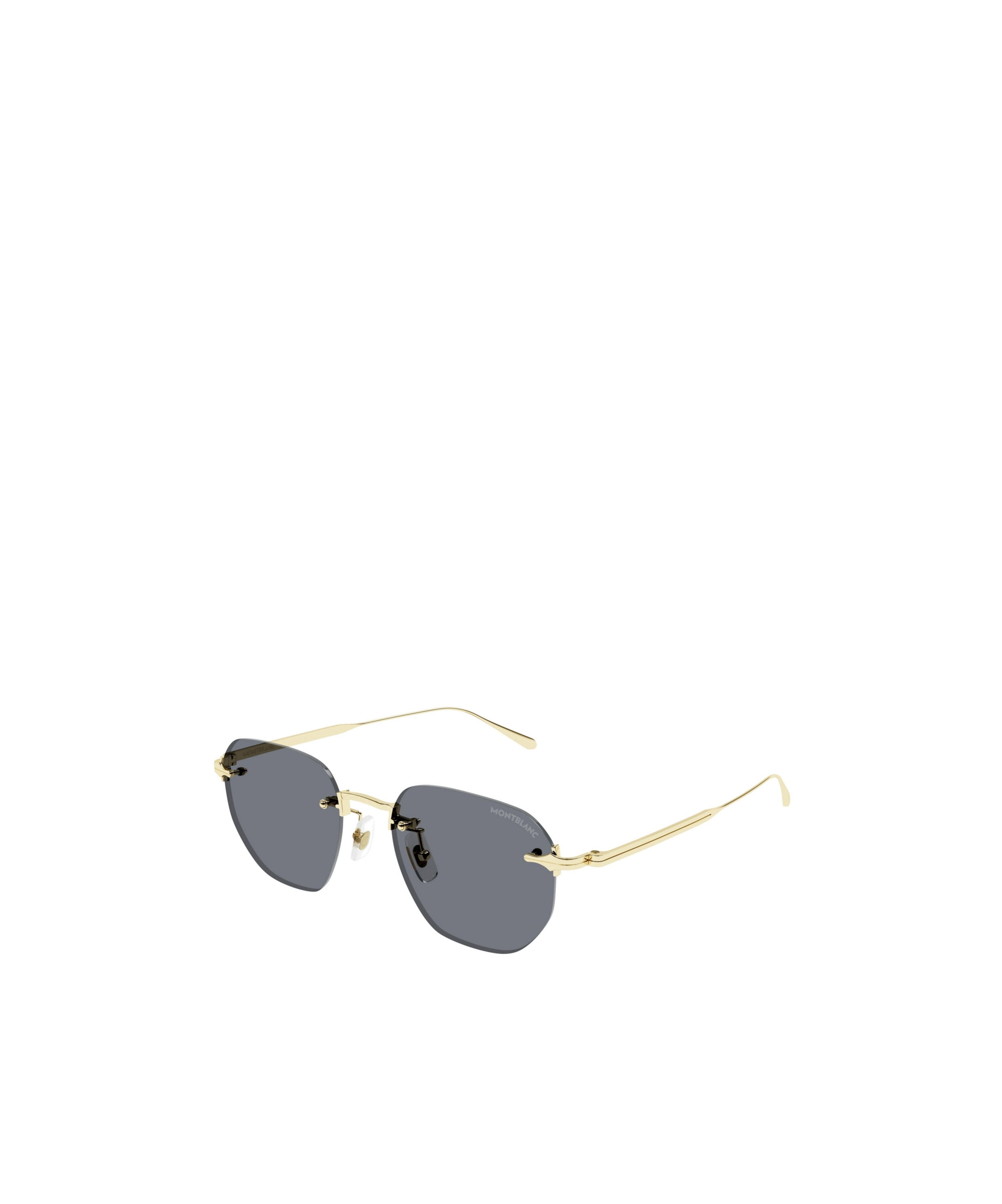 Montblanc Gold-gold-grey Metal Sunglasses In Gray