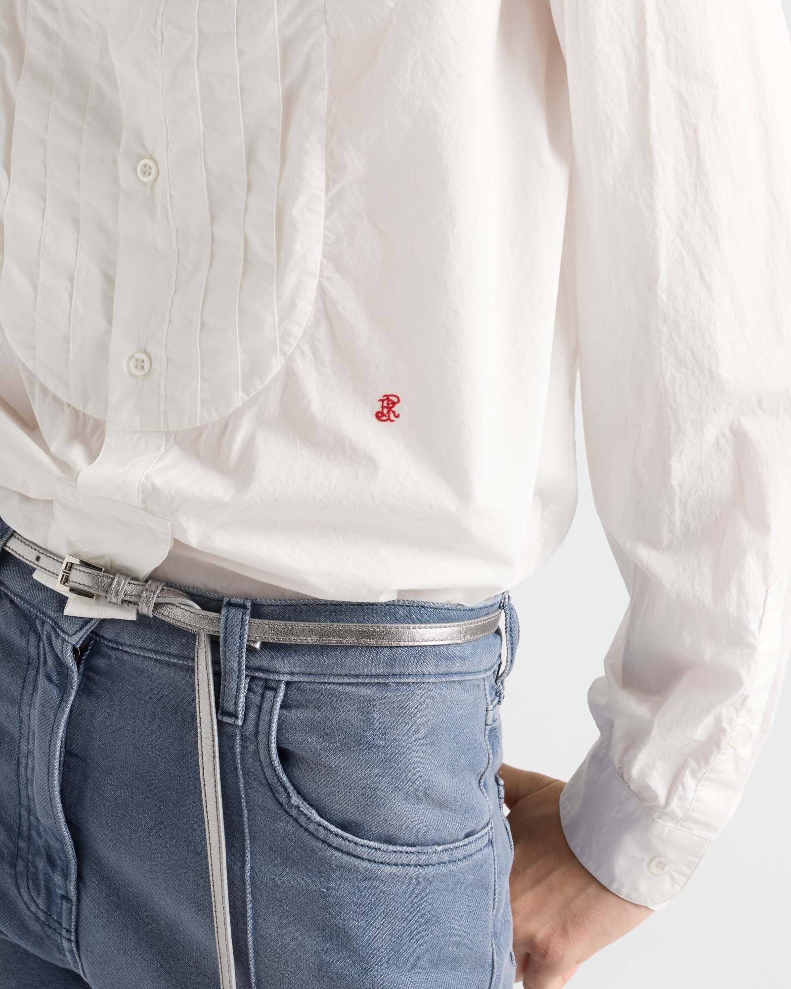 Prada Embroidered Cotton Shirt In White