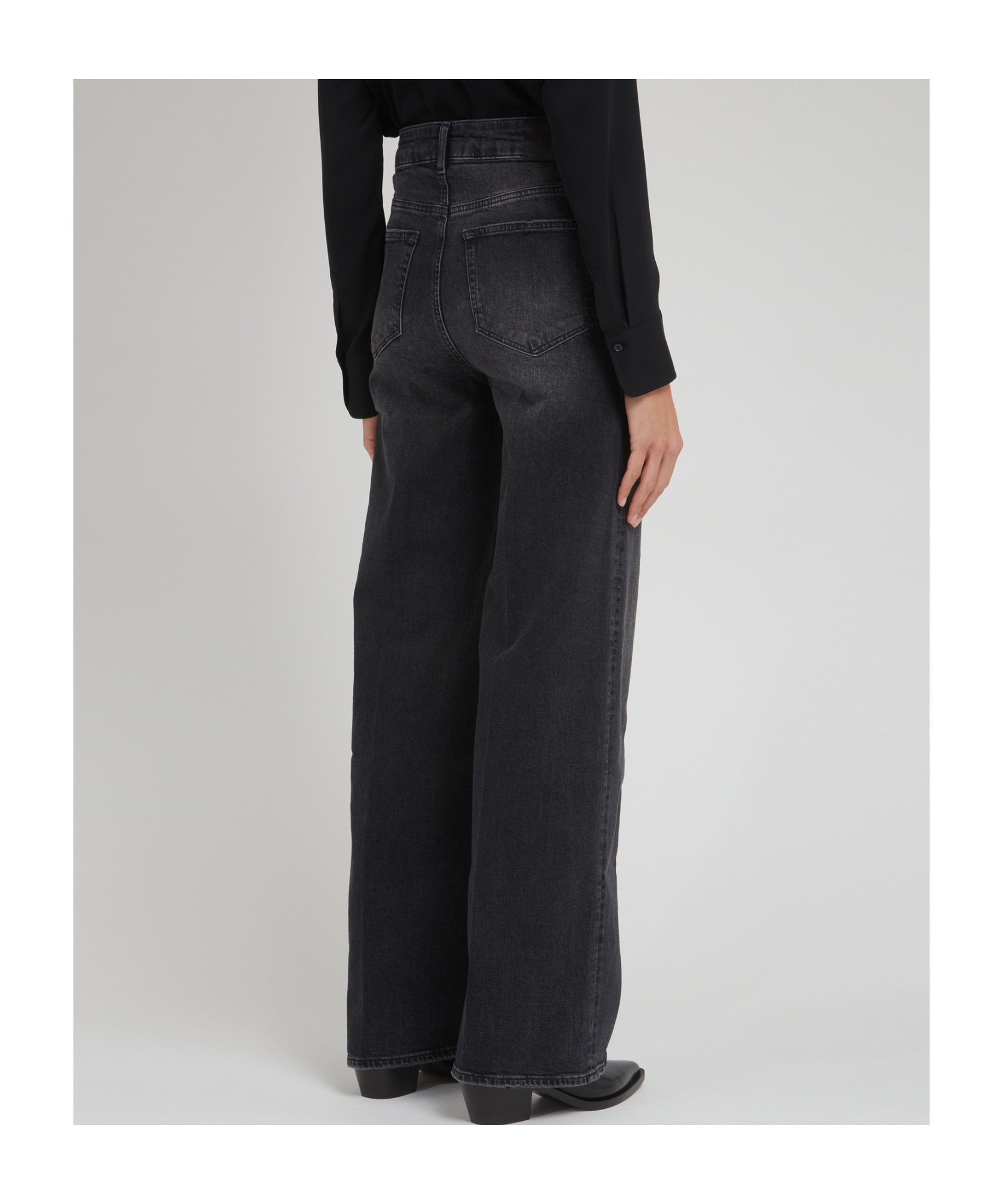 Paige Anessa High Rise Wide Leg Jeans In Viper Black Distressed