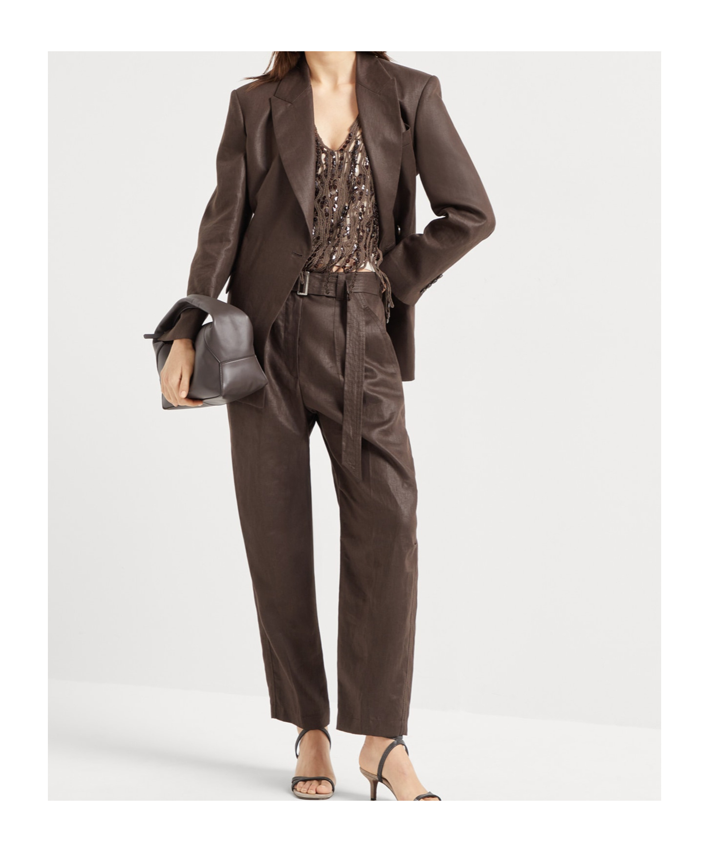 Brunello Cucinelli Double-breasted Twill Blazer In Brown